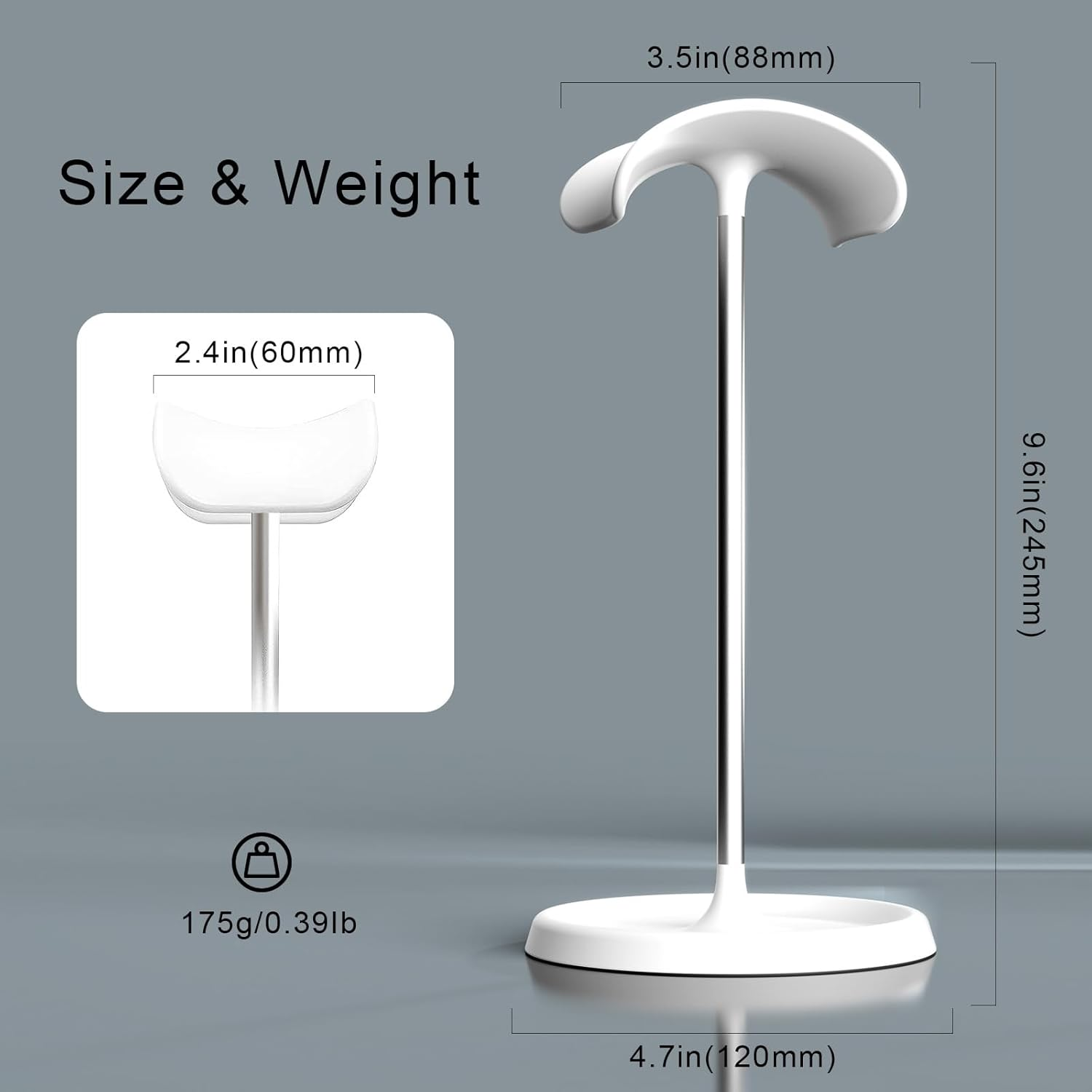 Headphone Stand, Curved Headset Stand with Storage Tray, Desk Earphone Stand, Gaming Headset Holder Accessories for Airpods Max, Beats, Bose, Sennheiser, Sony and Ect.(White) image number 5