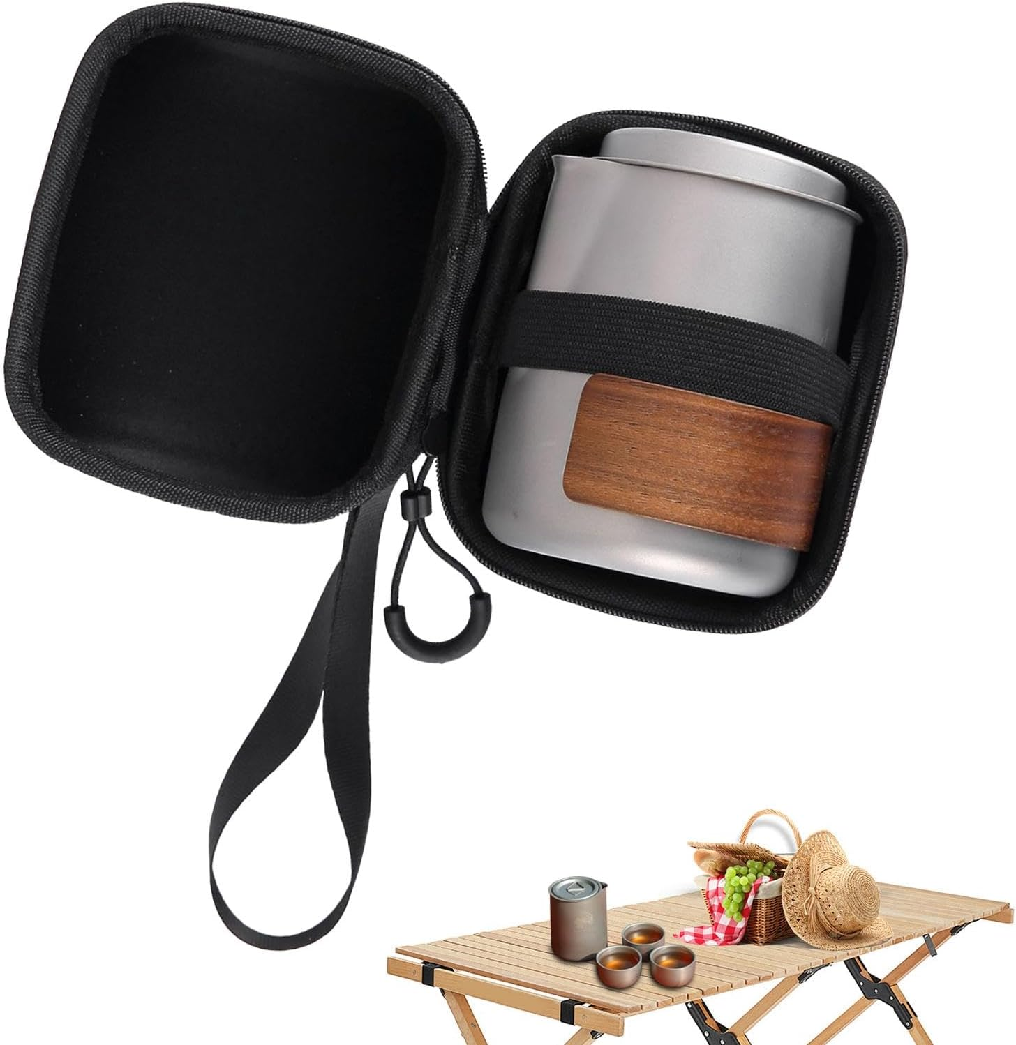 Camping Teapot Kettle, Stainless Steel Teapot Kit, Double-Layer Design Camping Equipment for Travel, Picnic, Backpacking, and Hiking image number 2