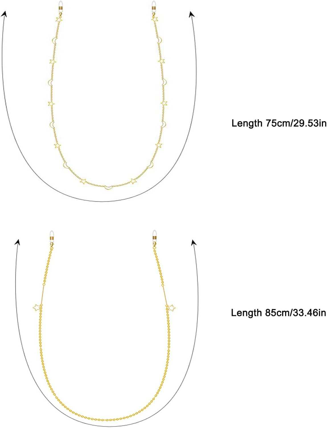 LERTREE 2 Pcs Alloy Women Eyeglasses Chains with Star and Moon/Skeleton Pentagram Sunglass Lanyard Eyewear Retainer Sunglasses Strap