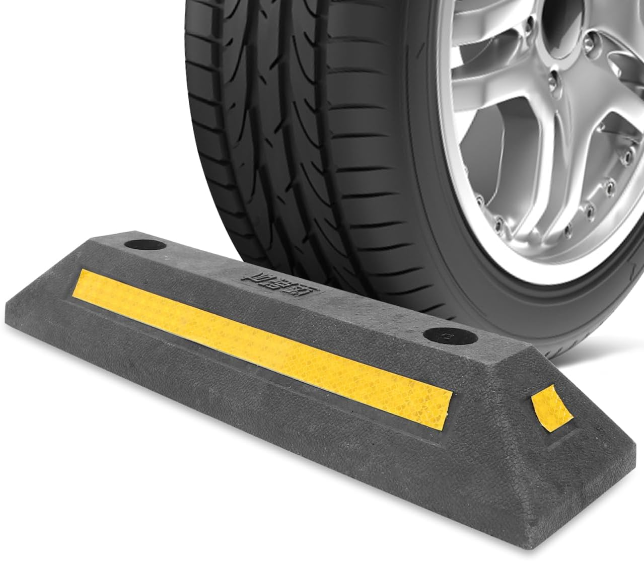 ULTECHNOVO Garage Car Stopper Wheel Stop Stoppers for Parking Stops Made of Sturdy Rubber image number 4