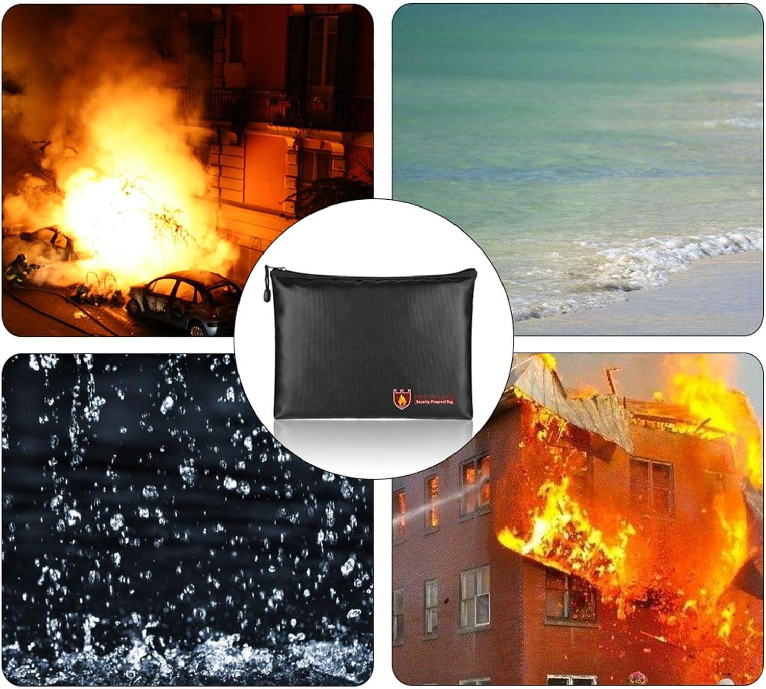 Vbnuyhim Fireproof Safe Bag | Waterproof Safe Bag,Water Resistant Storage Organizer Pouch, 13.7 X 10.2 Inch Fire Proof Money Bag for Cash, Keep Your Documents Safe image number 1