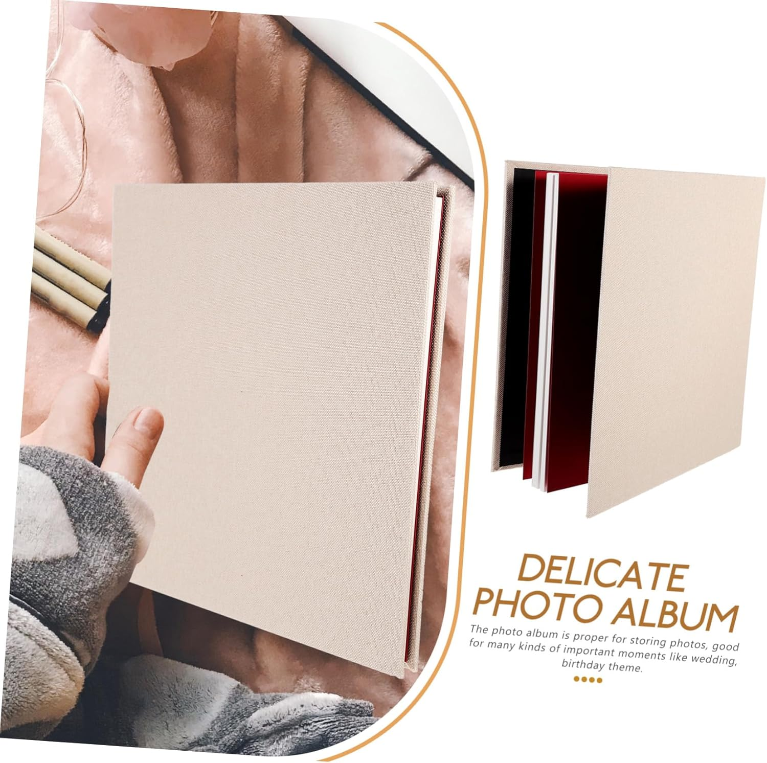 Cabilock Vintage Photo Album Self-Adhesive Photograph Album for Weddings Graduations Cover Pages for Cherishing Memories Sticky Pages for All Occasions image number 4