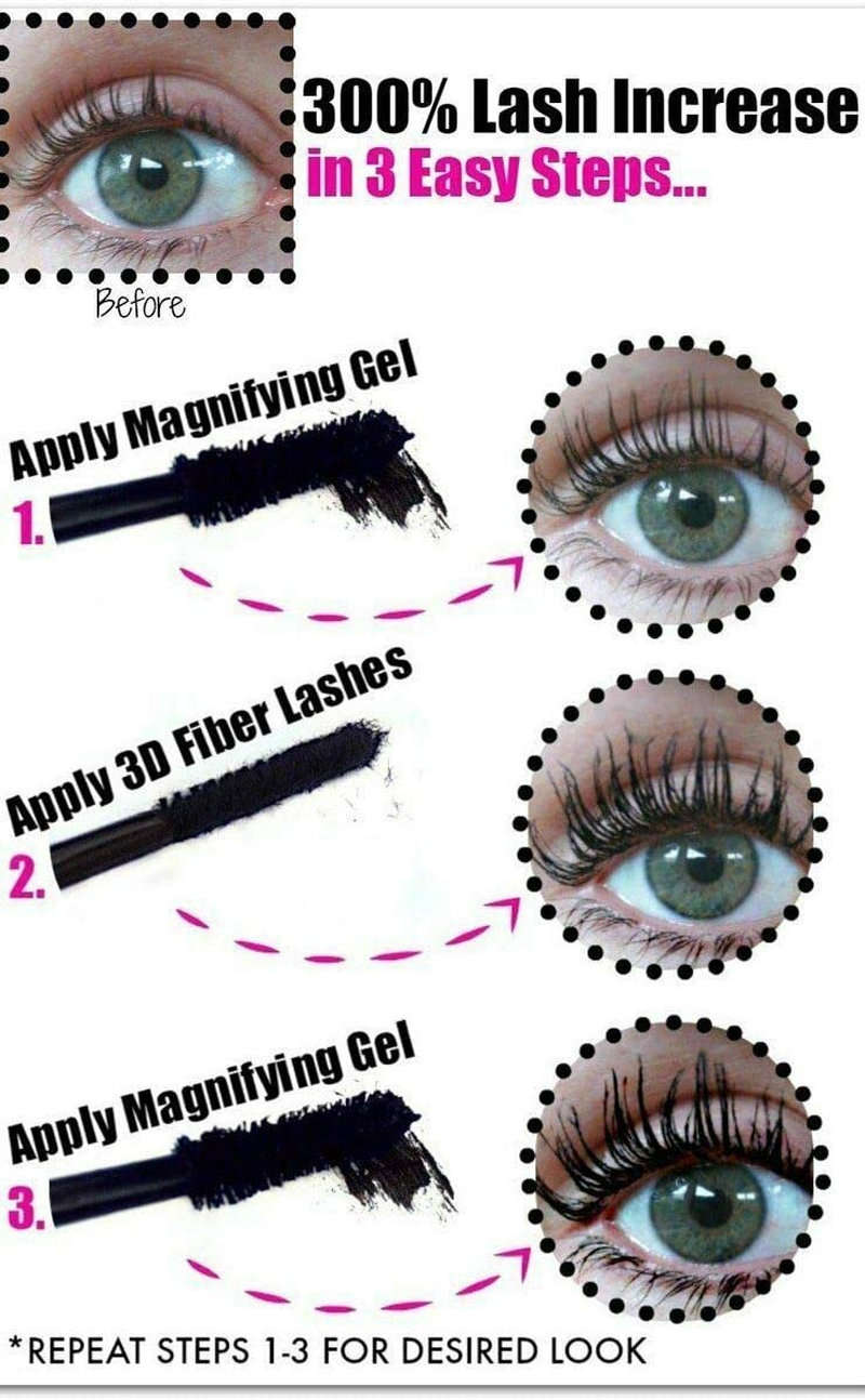 3D Fibre Lash Mascara Set with Travel Case | 2-Piece Volumising & Lengthening Look | Smudge-Resistant | Lightweight Buildable Lashes | Black image number 6