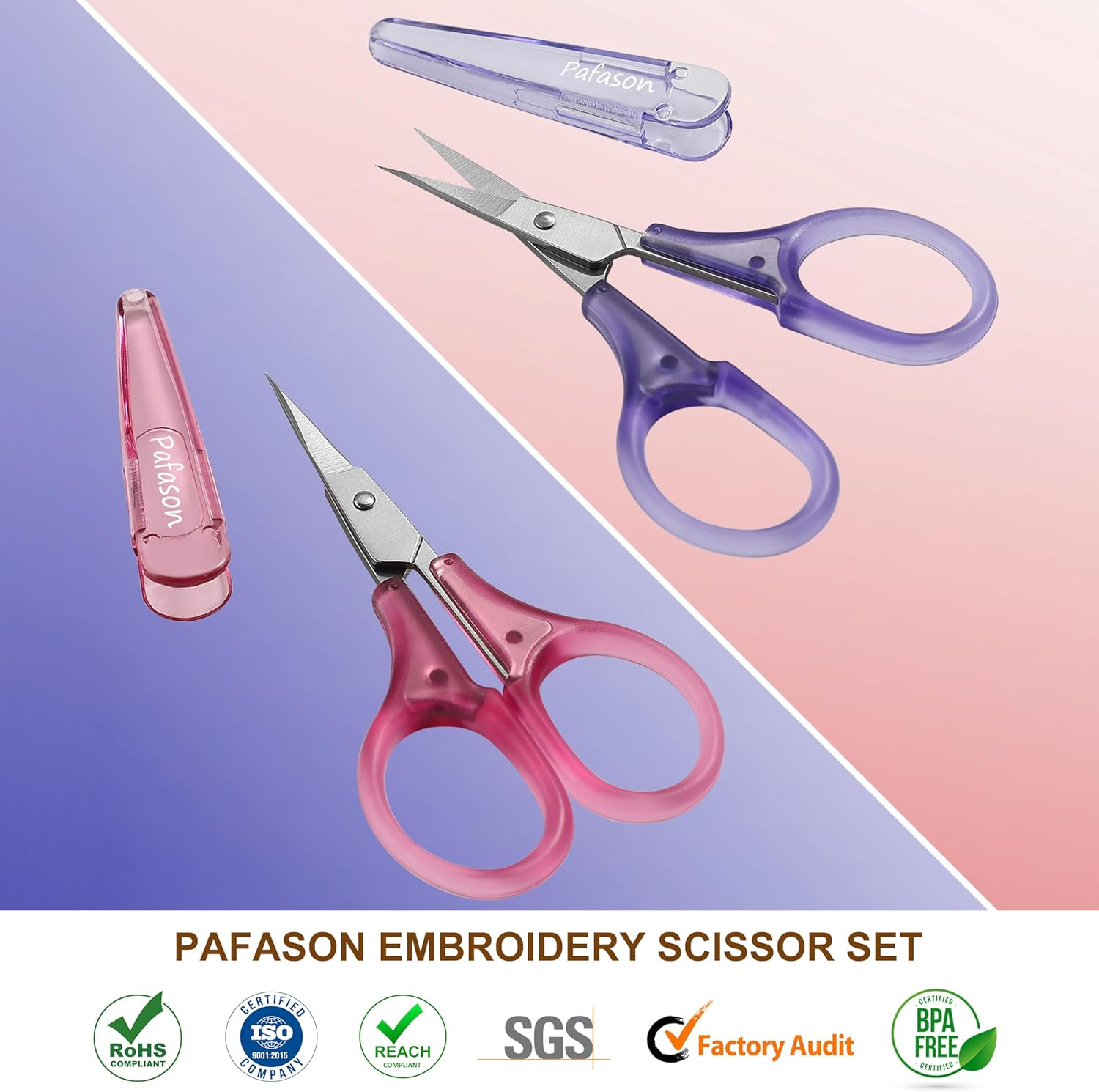 PAFASON Mini Precise Craft Scissor Set 2 PC Straight for Scrapbooking Quilting DIY Sewing Knitting Embroidery Cross Stitch Crochet Thread Yarn Paper Detail Fabric Cutting Stainless Steel, Safety Case image number 5