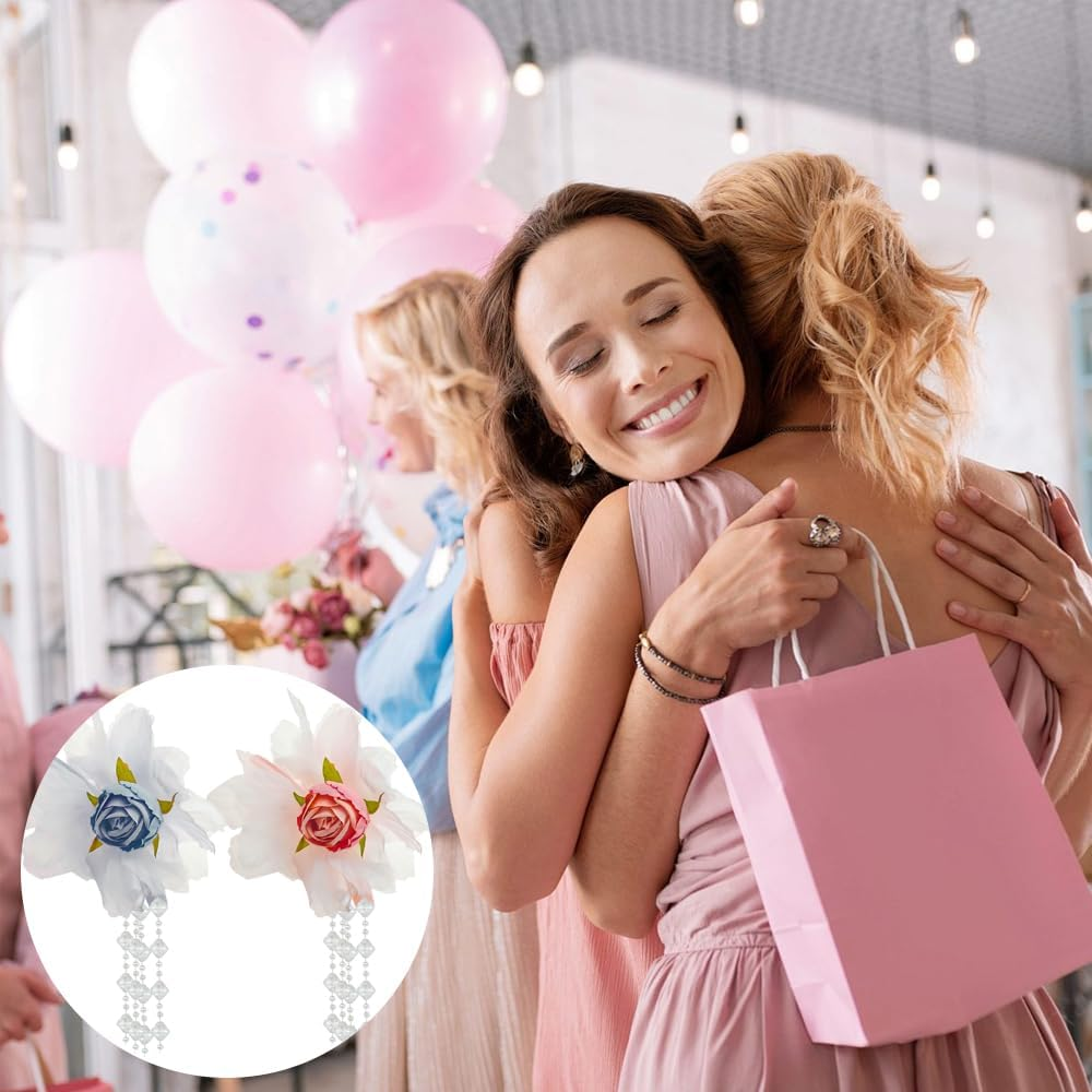 2 PACK Flower Tassels Hair Clips, Medium Flower Clips for Thick Thin Hair, Beautiful Girls Flower Hair Claw Clips Non Slip Hair Accessories for Women Girls