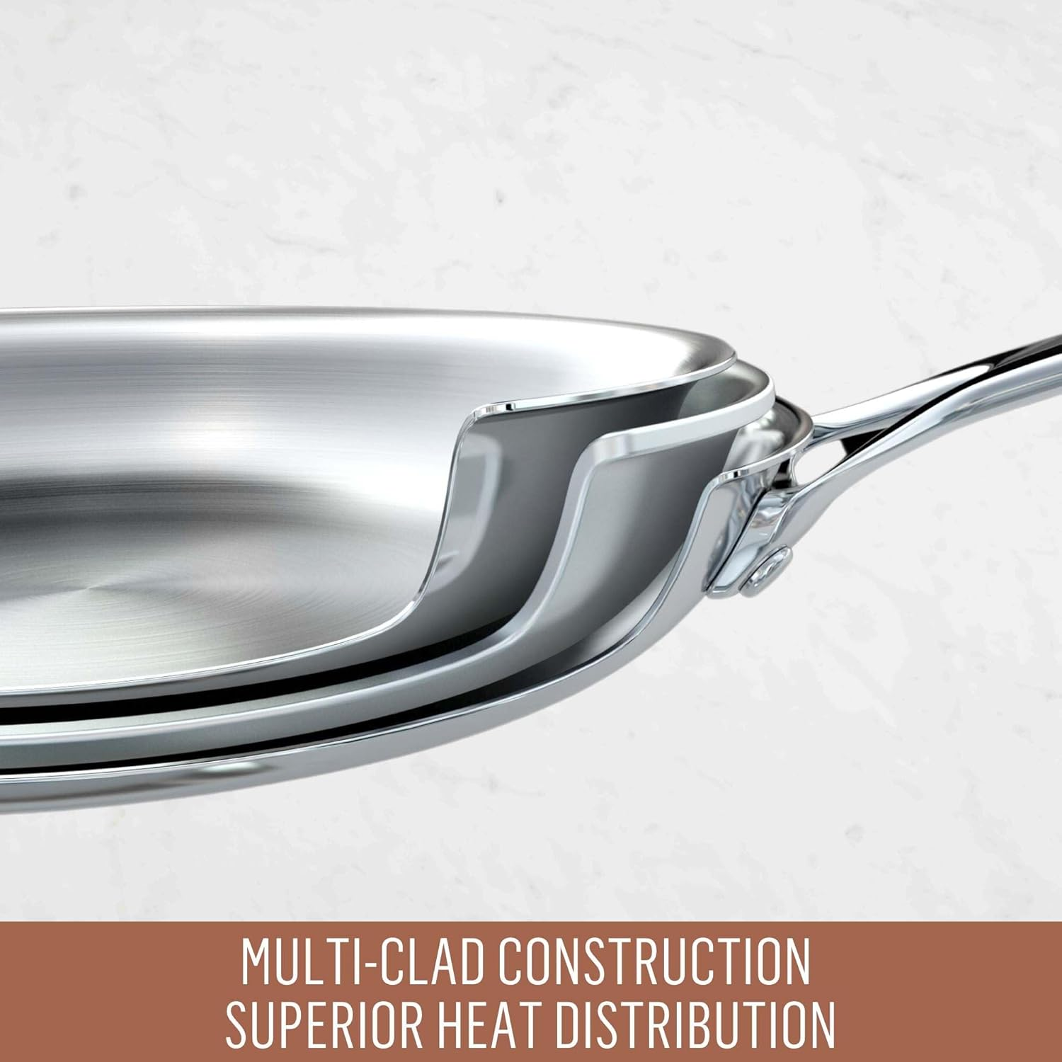 Essteele Eternita 2 Piece Clad Stainless Steel Induction Cookware Set - Sauteuse & Skillet - Dishwasher Safe, Oven Safe, Made in Italy, Premium Stainless Steel Cookware image number 4