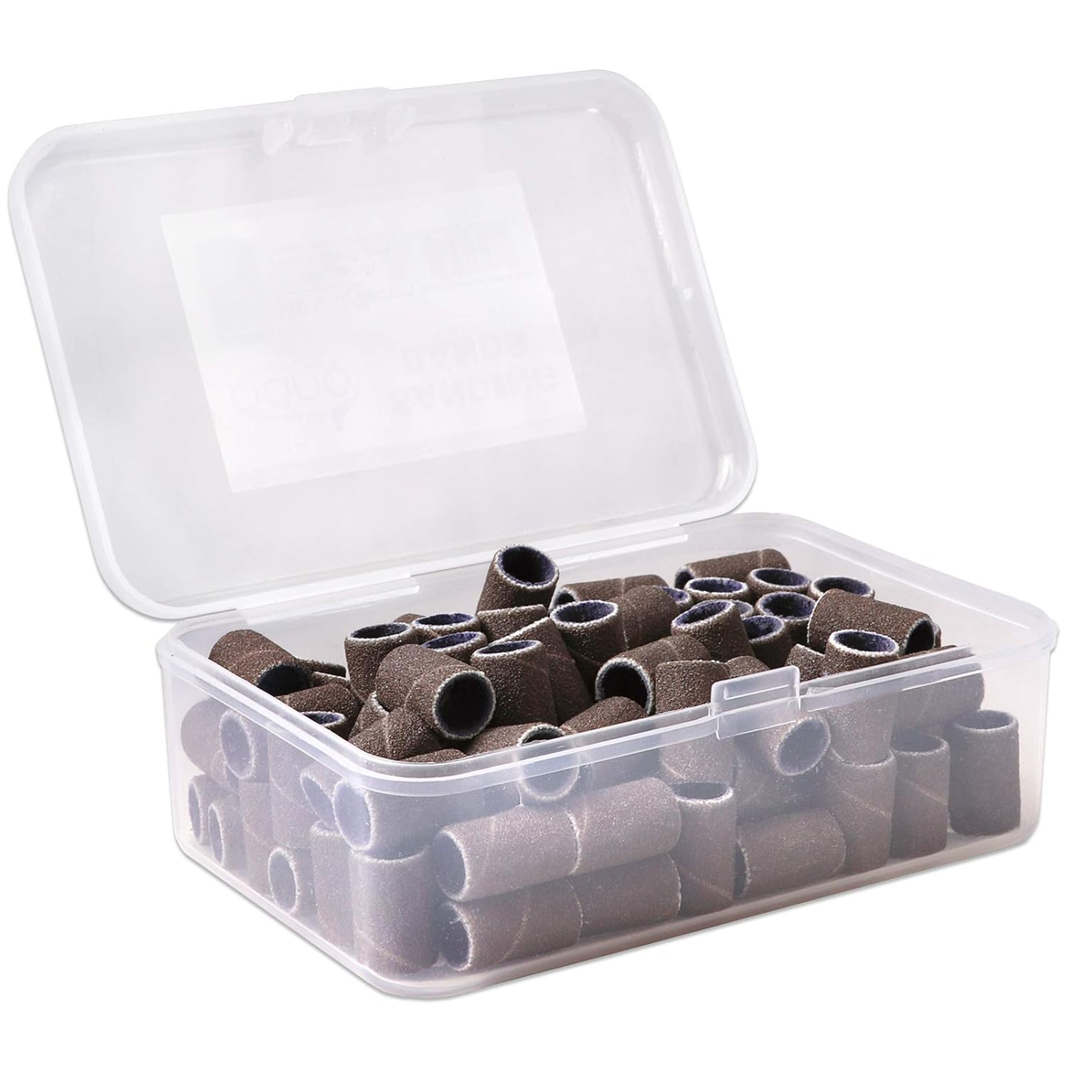 PANA 100 Pieces Nail Sanding Bands Professional Nail Manicure Great Fit for Nail Drill Bits for Acrylic Nails (240 Grit, Brown) image number 1