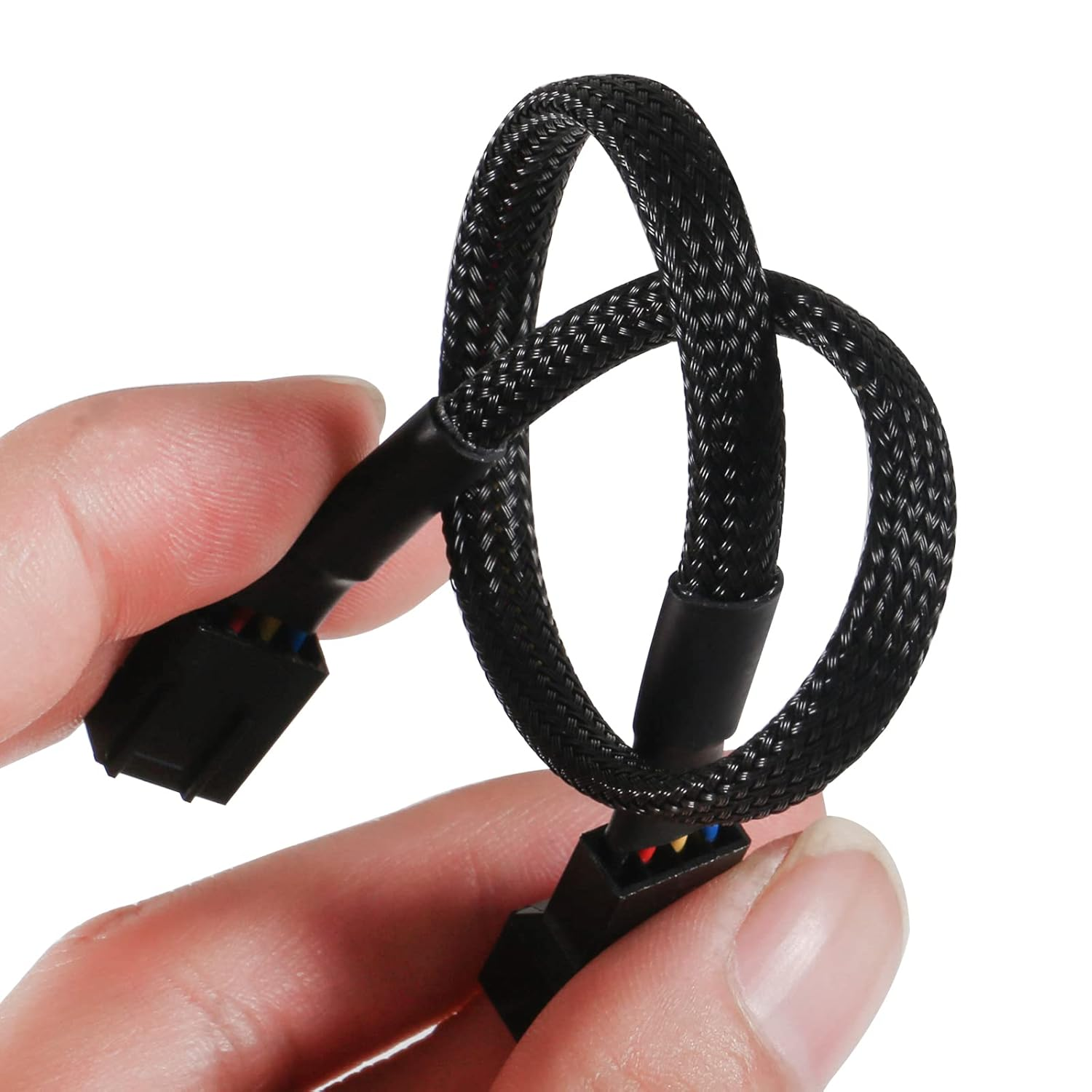 DIANN 5Pcs PWM Fan Splitter Cable 4-Pin Sleeved Braided Adapter Computer PC Fan Power Extension Cable Converter for Computer ATX Case 4-Pin/3-Pin Cooling Fan Cable image number 1