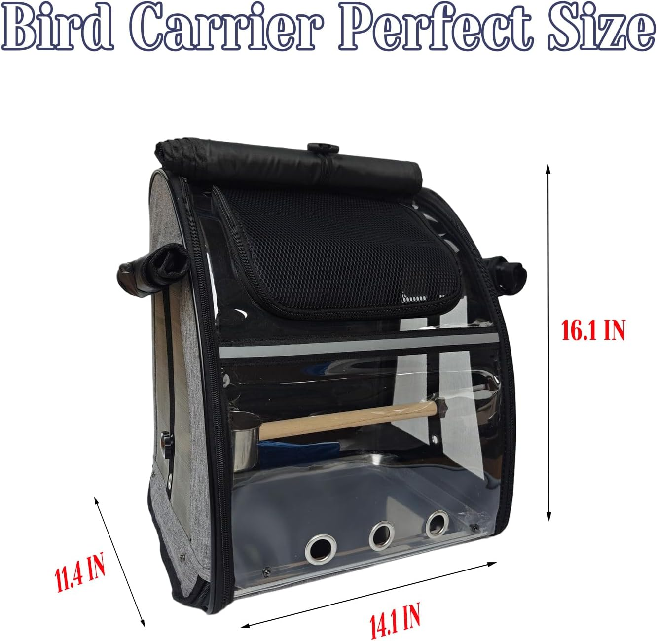PAWFECTJEE Portable Bird Carrier Backpack - Ideal Bird Travel Carrier for Parrot, Finch, Sparrow - Bird Backpack with Portable Cage image number 2