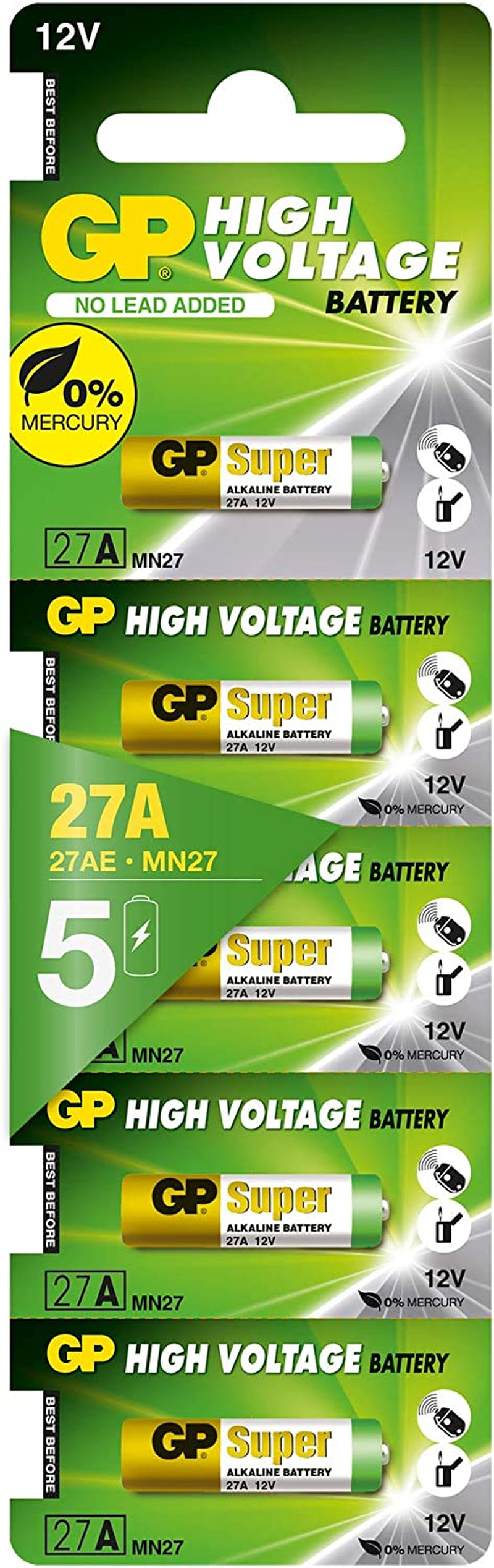 GP High Voltage 12V 27A Alkaline Battery (Pack of 5) image number 6