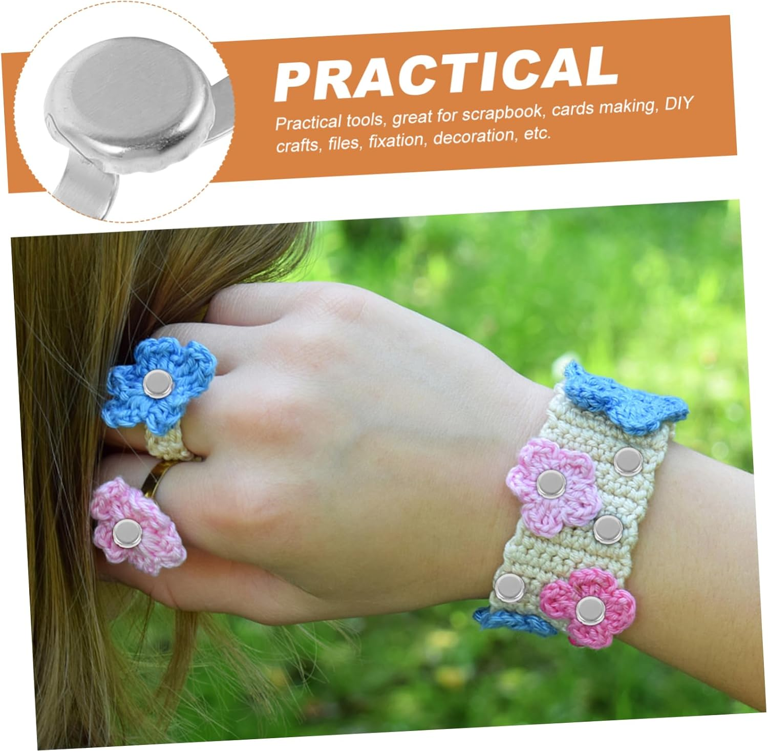 LALAFINA 50Pcs Double-Leg Brads Metal Fasteners for Crafts Scrapbooking and Handicrafts Easy to Use Decorative Nails for Boys and Girls and Adults image number 5