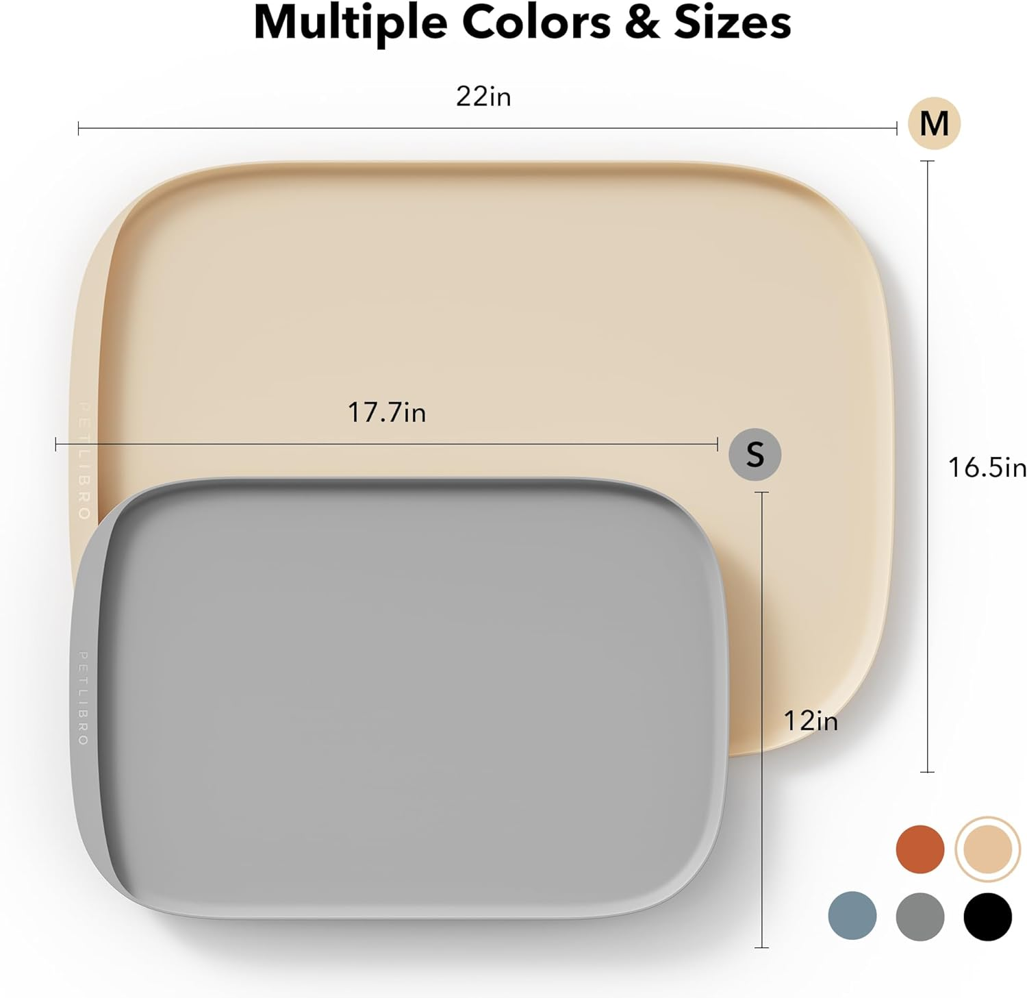 PETLIBRO Pet Mats for Dogs and Cats, Extra Large Dog Bowl Mat for Food and Water or Fountain, Non-Slip Waterproof Pet Feeding Mat Small Size