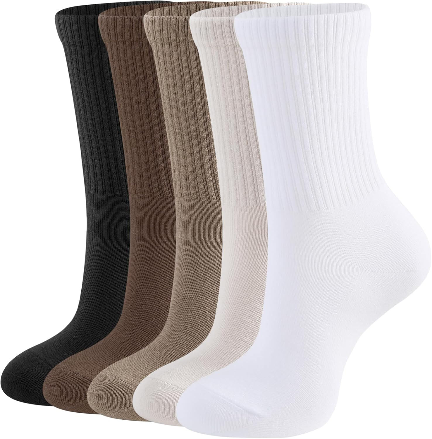 CLOSEMATE Womens Calf Crew Socks Comfortable Soft Cotton and Lightweight 5 Pairs