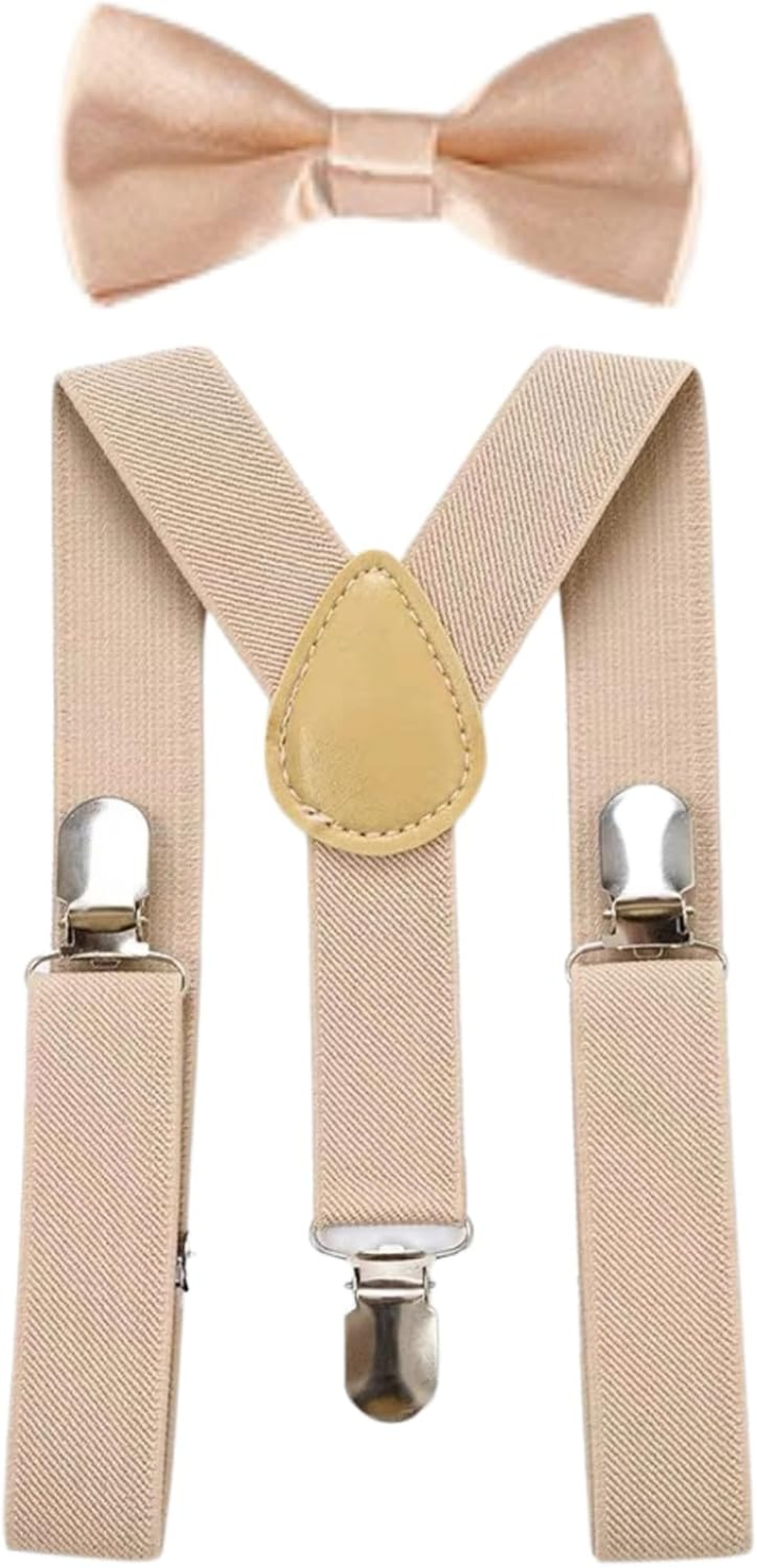 XUNQUCOM Children Kids Braces Bow Tie Set - Adjustable Elastic Suspenders with Bowtie Set for Boys & Girls by Kajeer