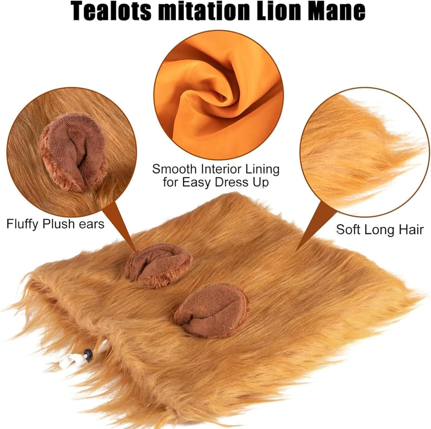 2024 Lion Mane for Dog, Dog Lion Mane Costume, Realistic Lion Mane Costume for Dog, Pet Clothes Adjustable Lion Mane Costume for Dog with Ears for Medium and Large Dog Dress up /180 image number 2