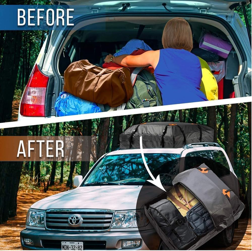 Car Rooftop Cargo Carrier Bag, Roof Bag with Anti-Slip Mat, Outdoor Camping Car Roof Storage Bag, Car Roof Bag for All Vehicle With/Without Racks for Travel and Outdoor Adventures image number 4