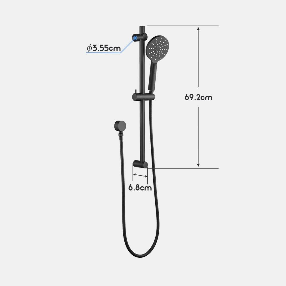 Decaura Shower Rail Set 3-Function Hand Held Shower Head Adjustable Slide Bar - Set A Chrome image number 5