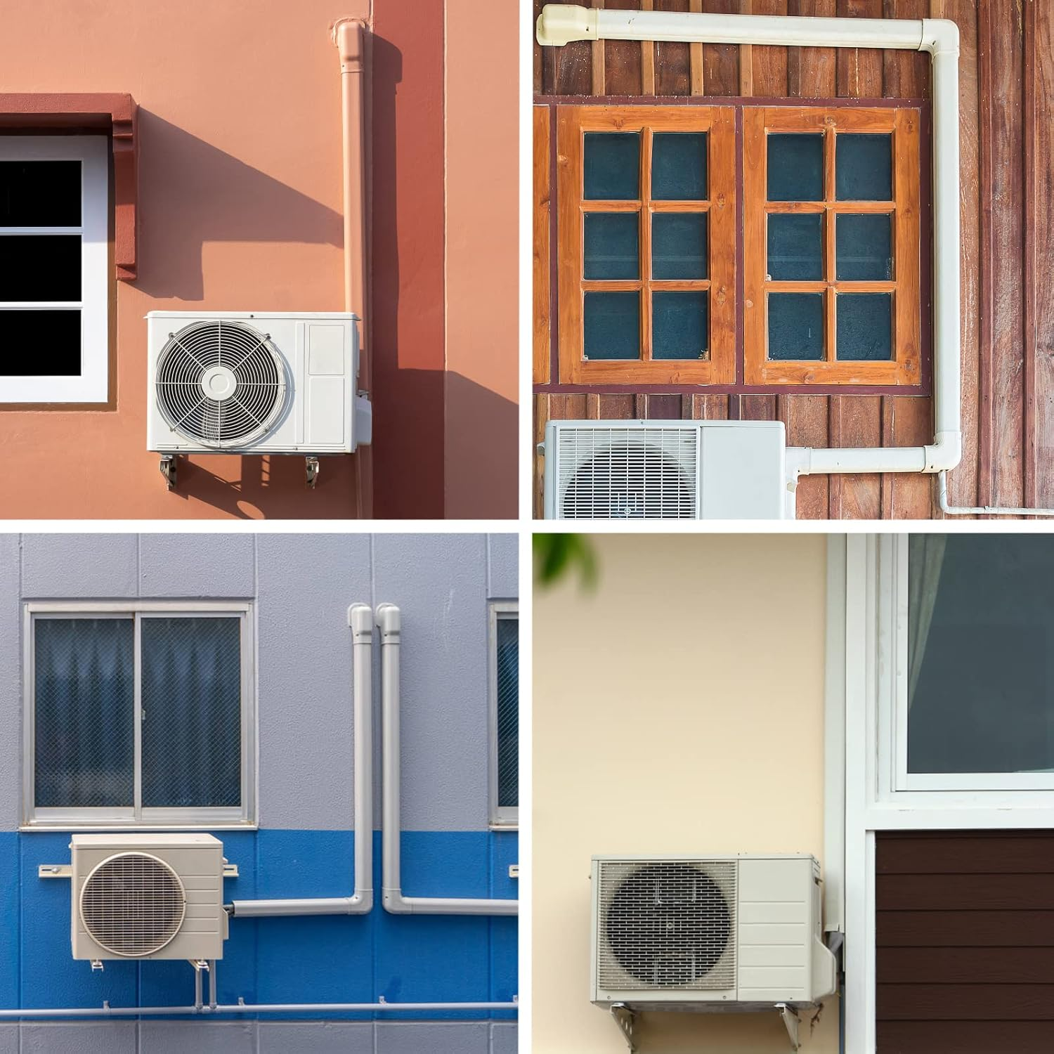 GUEQUITLEX 3" W 16.1 Ft Line Set Cover Kit for Mini Split Air Conditioner Brown Decorative PVC Line Cover Kit for Central Air Conditioner Mini Split AC Cover for outside Heat Pumps Tubing Cover image number 1