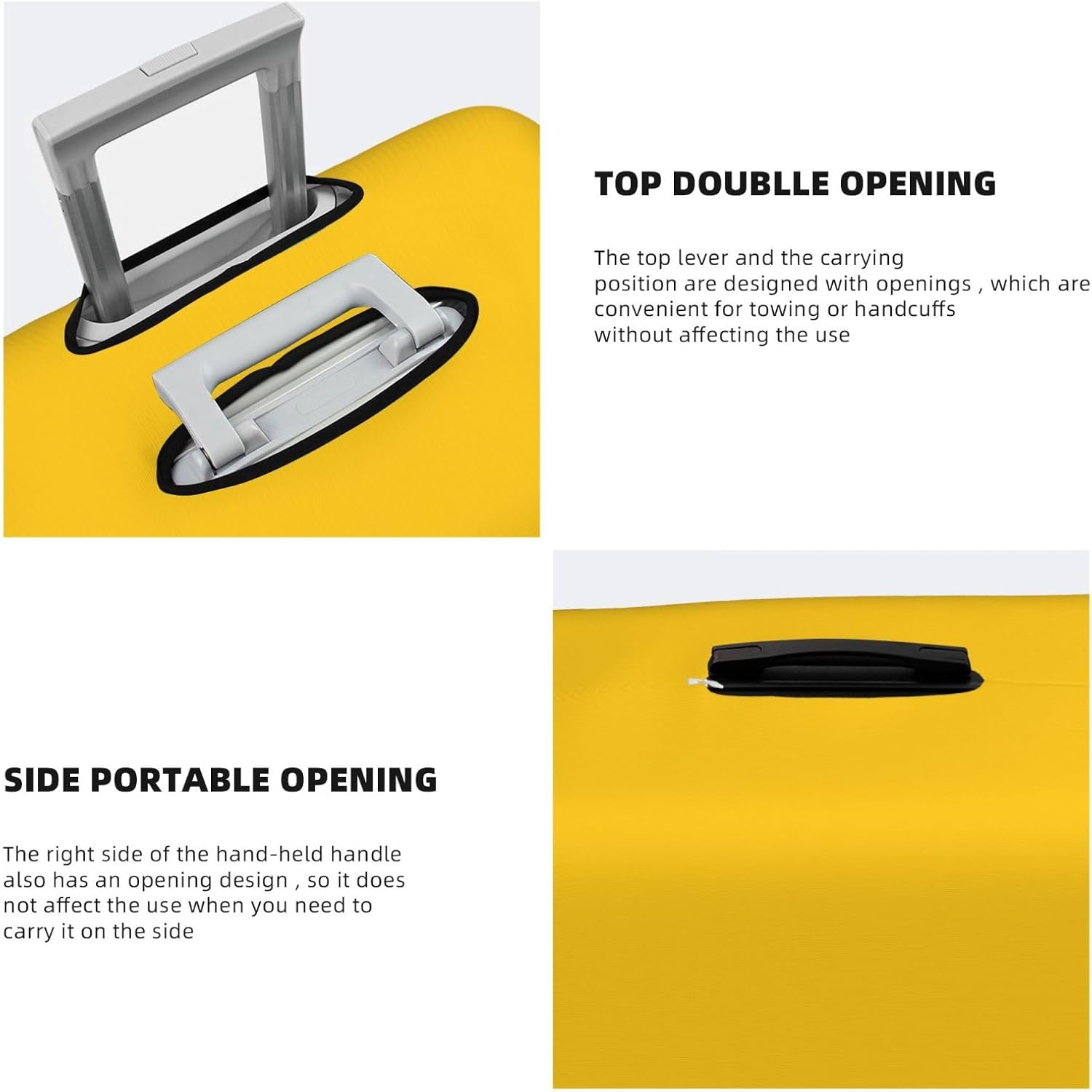 FJWSLCH Milk Duck Yellow Luggage Cover for Suitcase TSA Approved Elastic Suitcase Cover Anti-Scratch Travel Luggage Protector Cover Washable Trolley Case Cover Fit 18-32 Inch Luggage, Black, Small image number 5