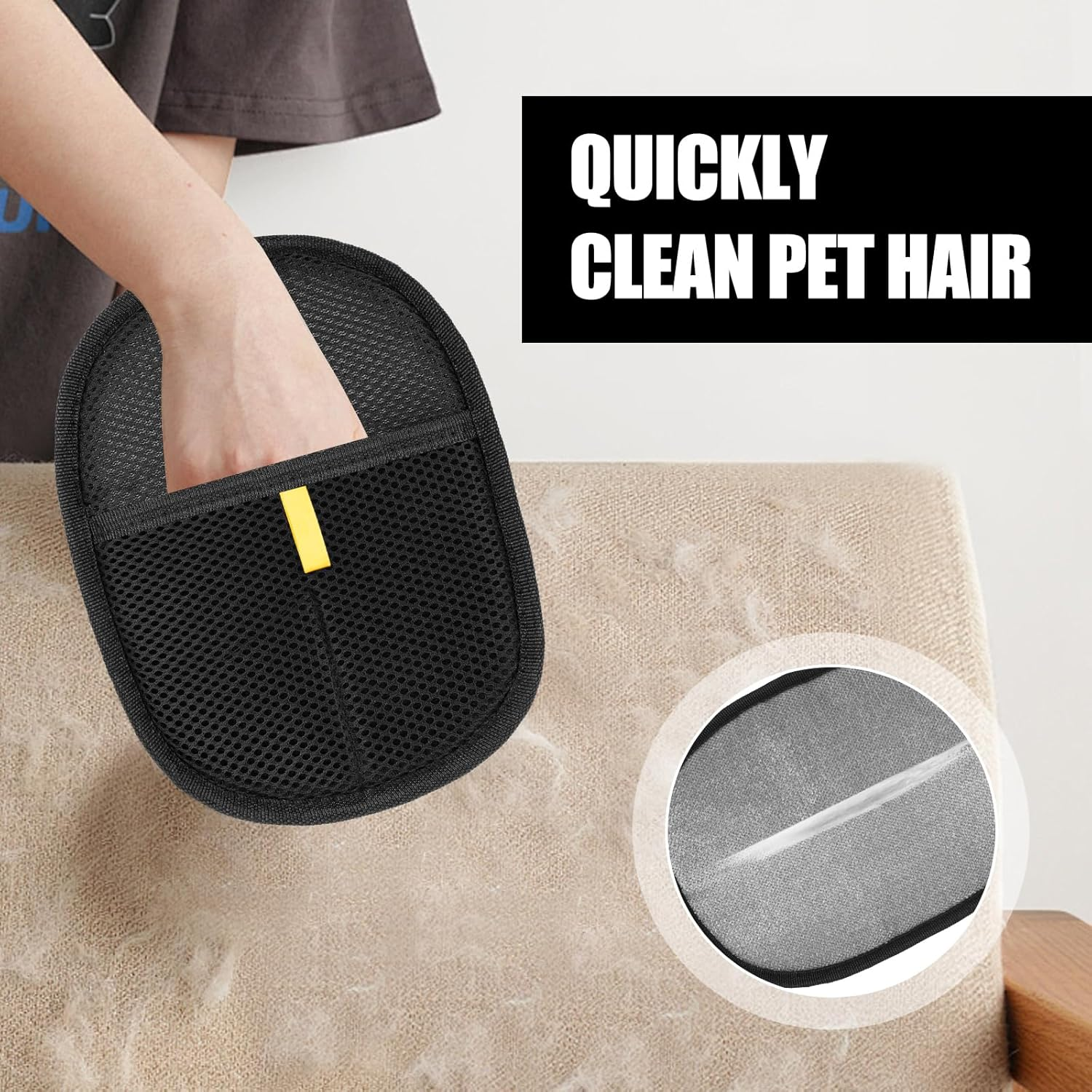 AKONE Fur Magnet Glove, 6-Piece Pet Hair Remover Set, Care Gloves, Pet Hair Removal Gloves for Cats and Dogs image number 3