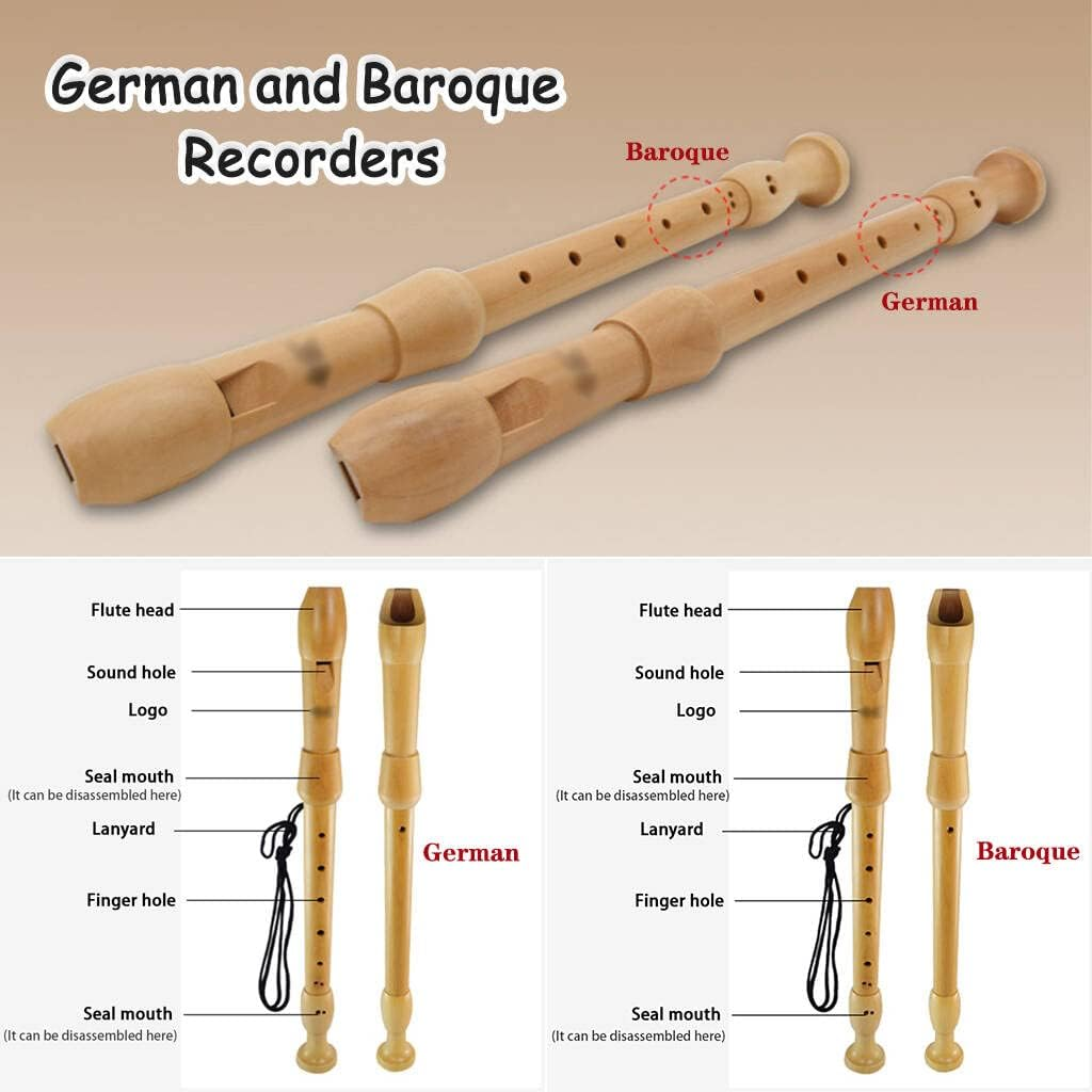 Recorders Instrument, German Recorders 8 Holes for Beginners, Baroque Recorders 3 Piece for Professional, Maple Wood F Key Alto Flute Instrument, with Cleaning Stick,Storage Bag image number 3
