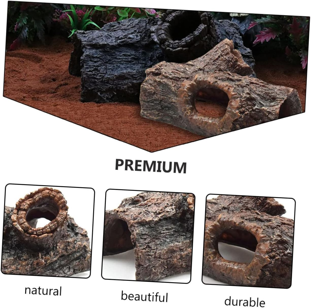GANAZONO Bark Shape Resin Aquarium Decoration Natural Fish Tank Ornament for Reptile Box Easy Care Safe for Pets Vivid Underwater Scene Enhancer for Aquariums and Tanks image number 2