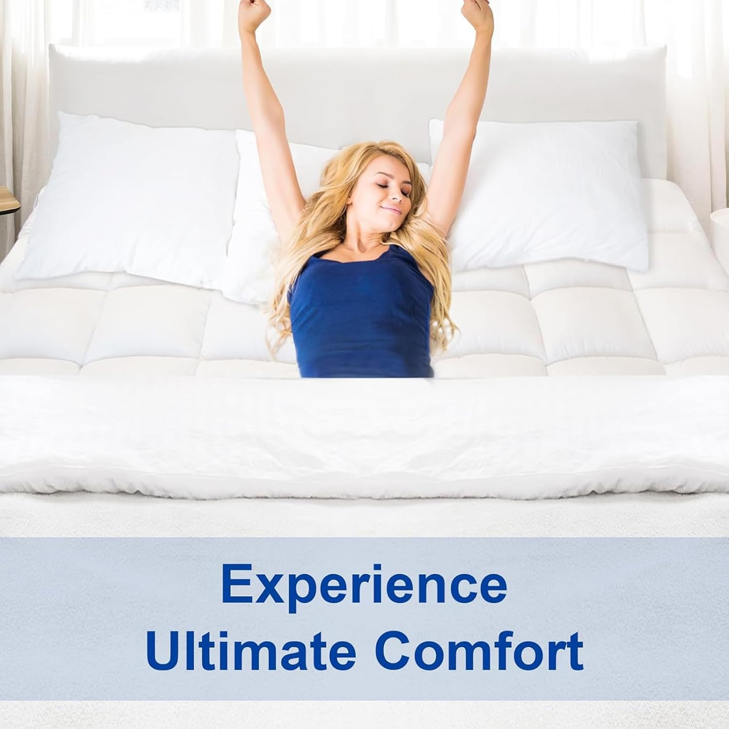 Soft Full Size Mattress Topper, Thick Pad Cover for Back Pain Sleep, Pillow Top Mattress Protector, 48Cm Deep Pocket White 137 * 190Cm image number 3