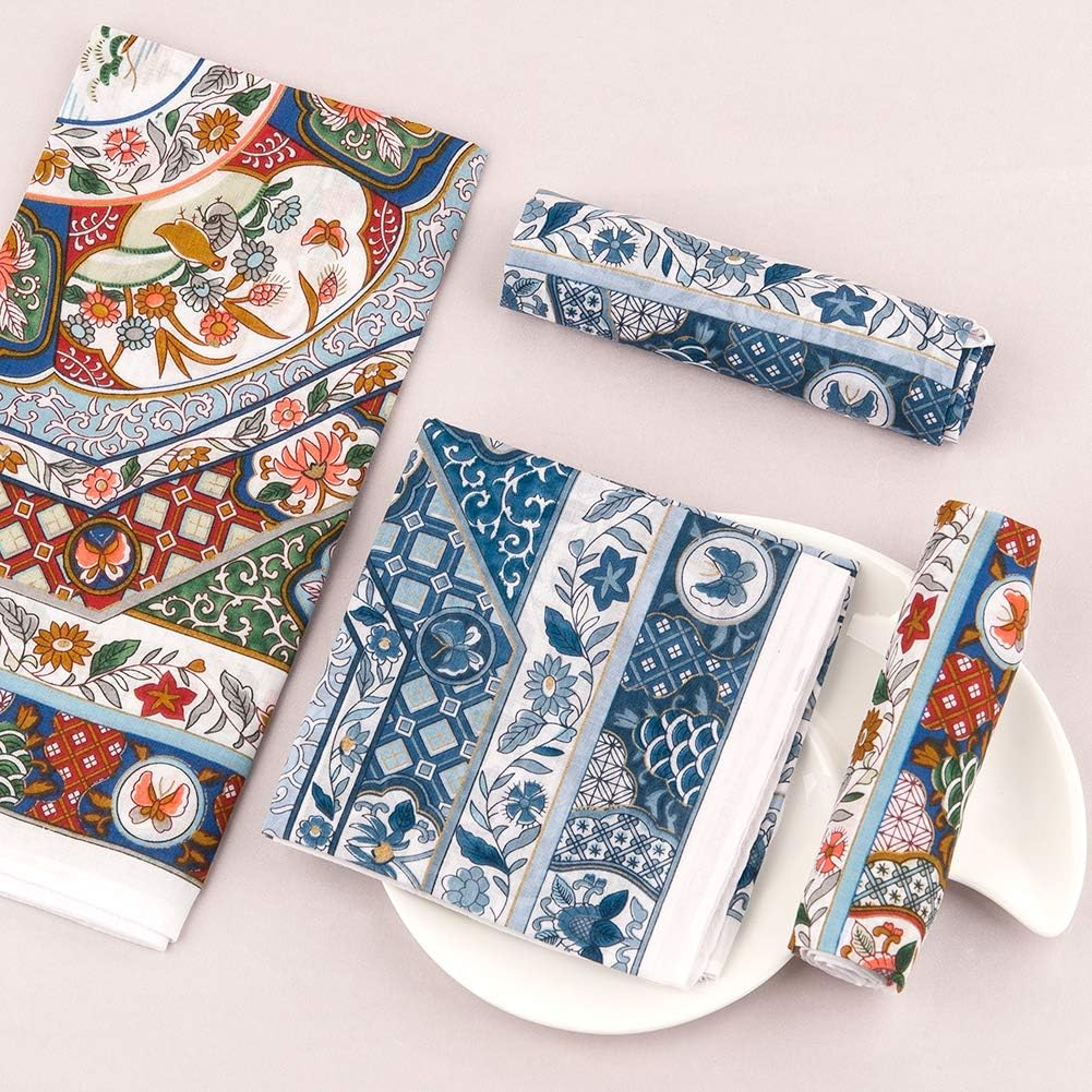 Houlife Ladies 100% 60S Cotton Handkerchiefs Womens Floral Print Hankies for Wedding Party 18X18"