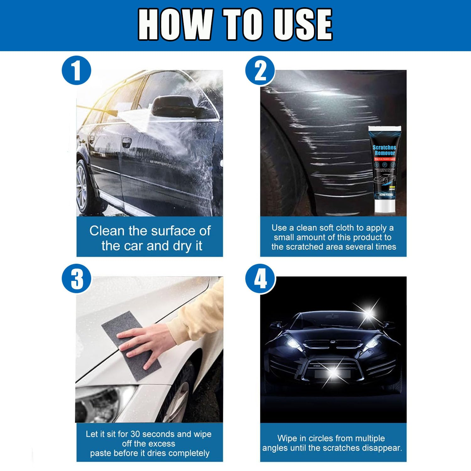 2 Pack Nano Sparkle Cloth Car Scratch Remover, Magic Wipes Cleaning Cloth Car Scratch Repair Paste- Easy to Repair Paint Scratches, Removes Swirls & Water Spots image number 3