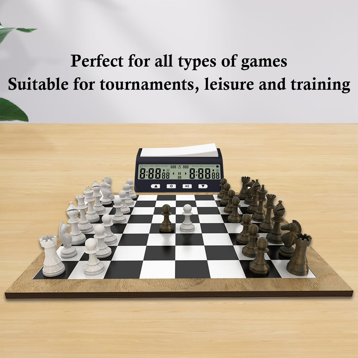 Necomi Digital Chess Timer, Portable Chess Clock Digital Chess Clock for 2-Player Game with Basic Bonus Delay Byo-Yomi & Positive Time Features 5-In-1, New Upgraded to Show Priority of Moves