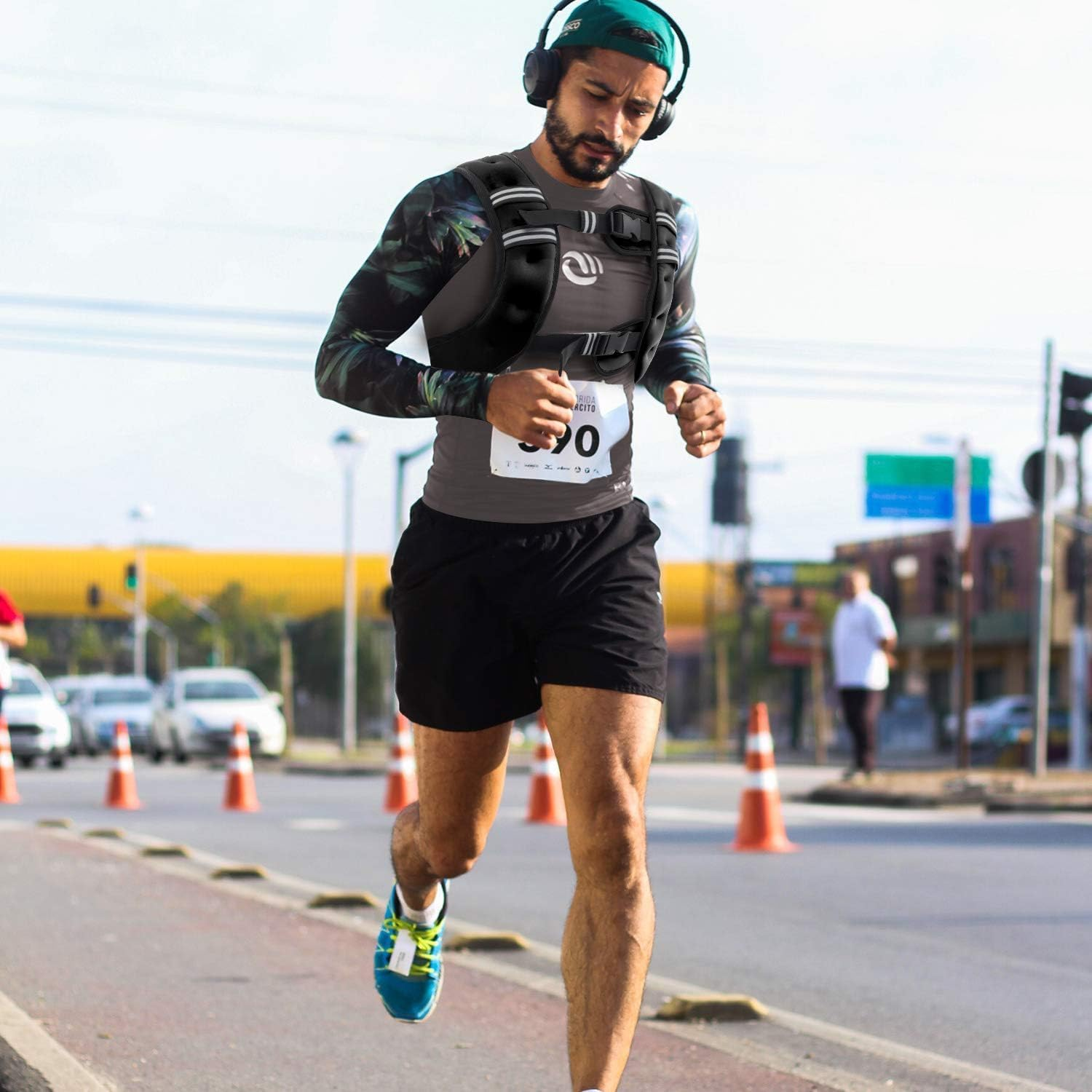 Running Weighted Vest, 12 Lbs(5Kg) Weight Vest for Men Women, Body Weight Vests Adjustable with Reflective Stripe for Strength Training, Running, Training Workout, Jogging, Walking