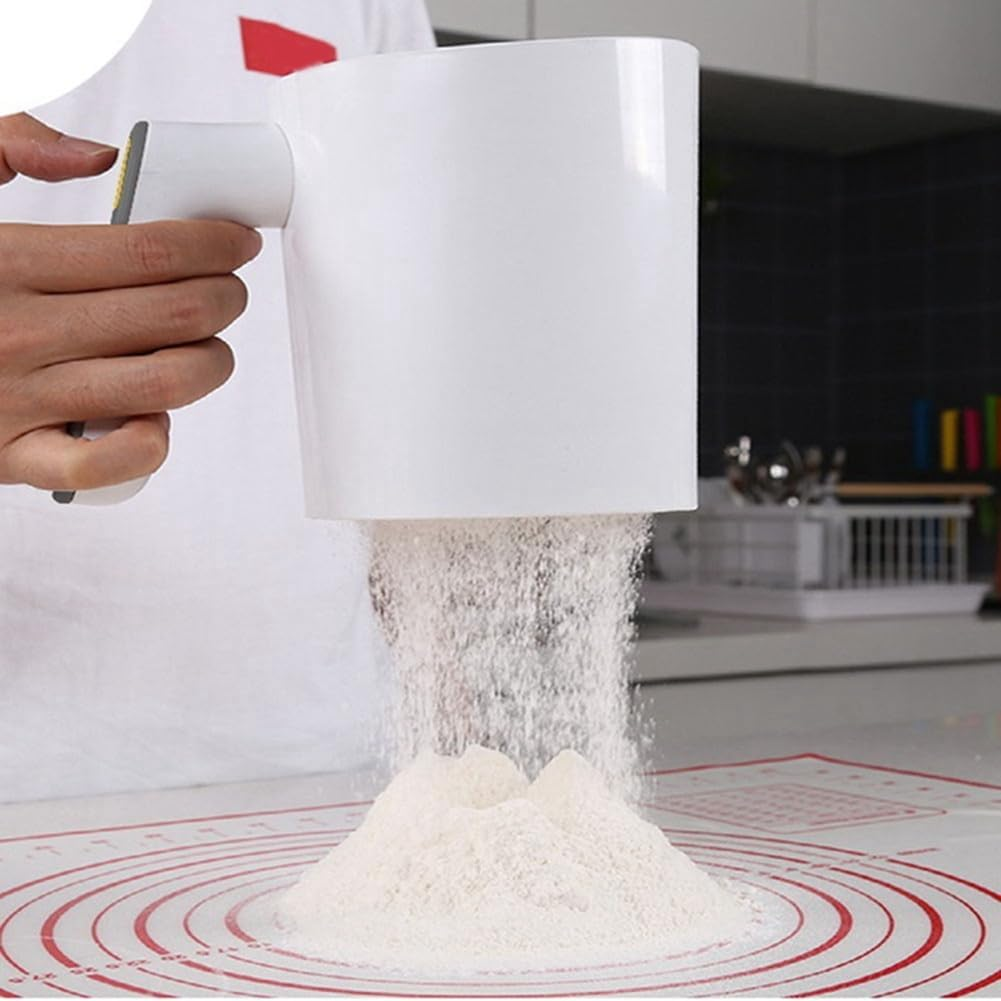 Veumoie Handheld Electric Flour Sieve Icing Sugar Powder Stainless Steel Flour Screen Cup Shaped Sifter Kitchen Pastry Cake Tool image number 4