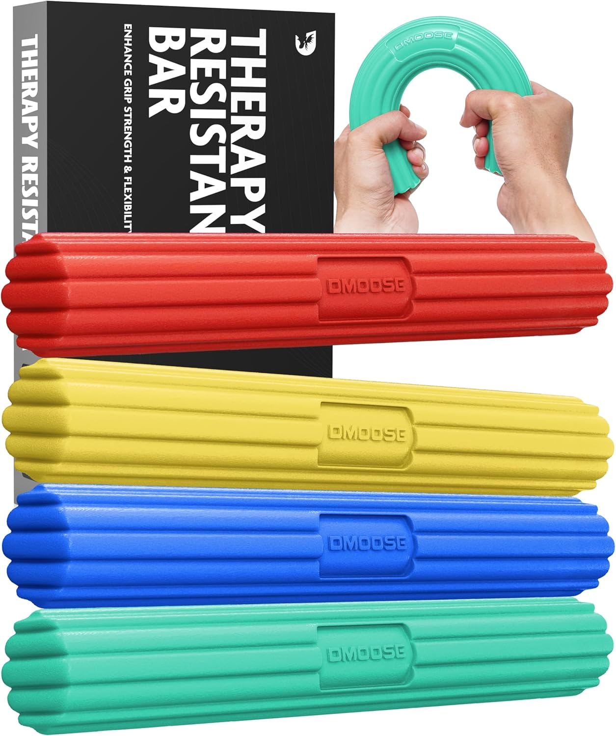 Dmoose Resistance Bar for Physical Therapy, Flexbar for Tennis Elbow, Wrist Strengthener to Improve Hand Grip for Golfers, Rehab, Tendonitis Pain, Injury Recovery Massager, Rehabilitation Equipment