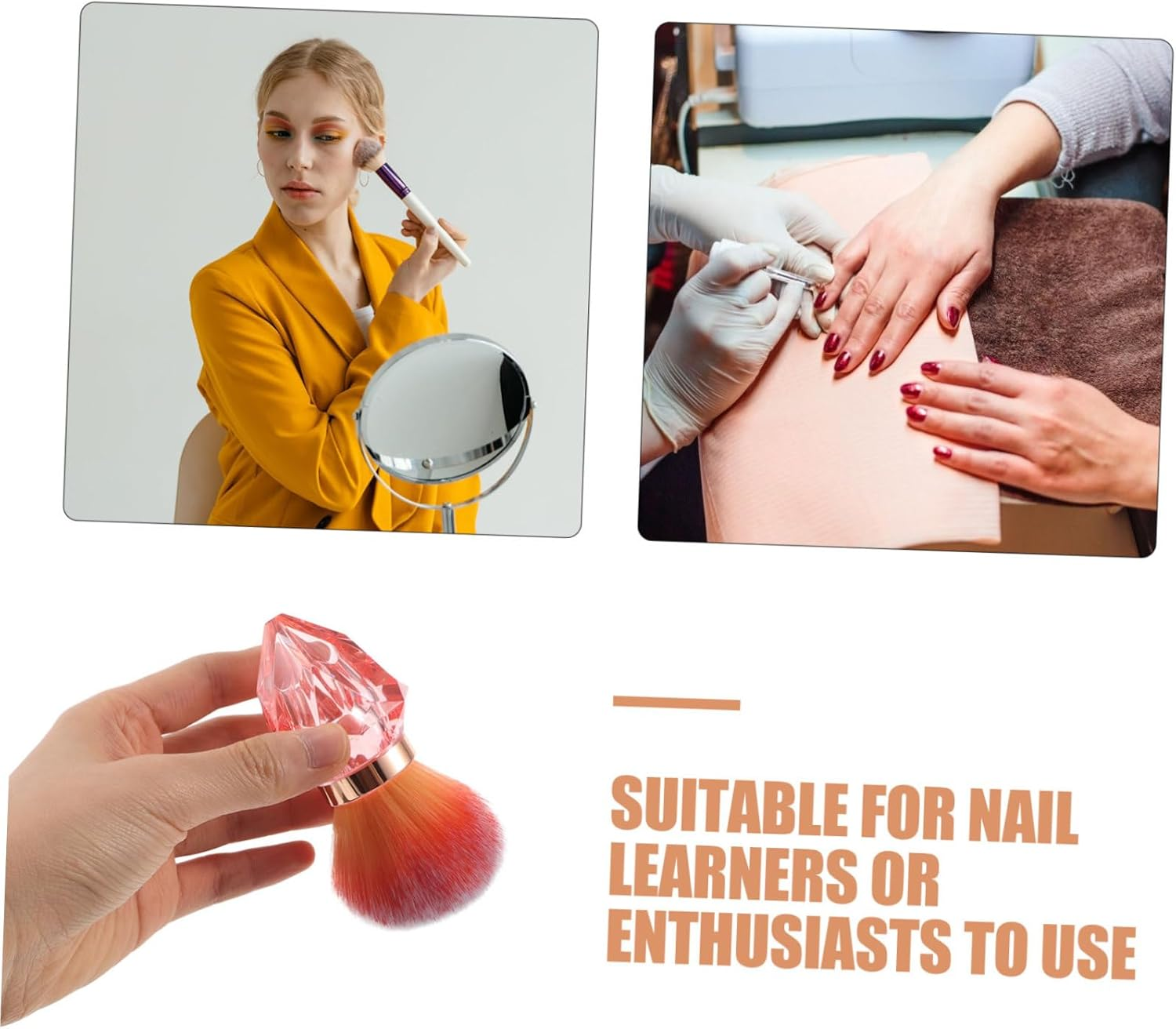 Minkissy Nail Dust Brush Soft Bristles for Nail Art Removal Makeup Powder Applicator image number 2