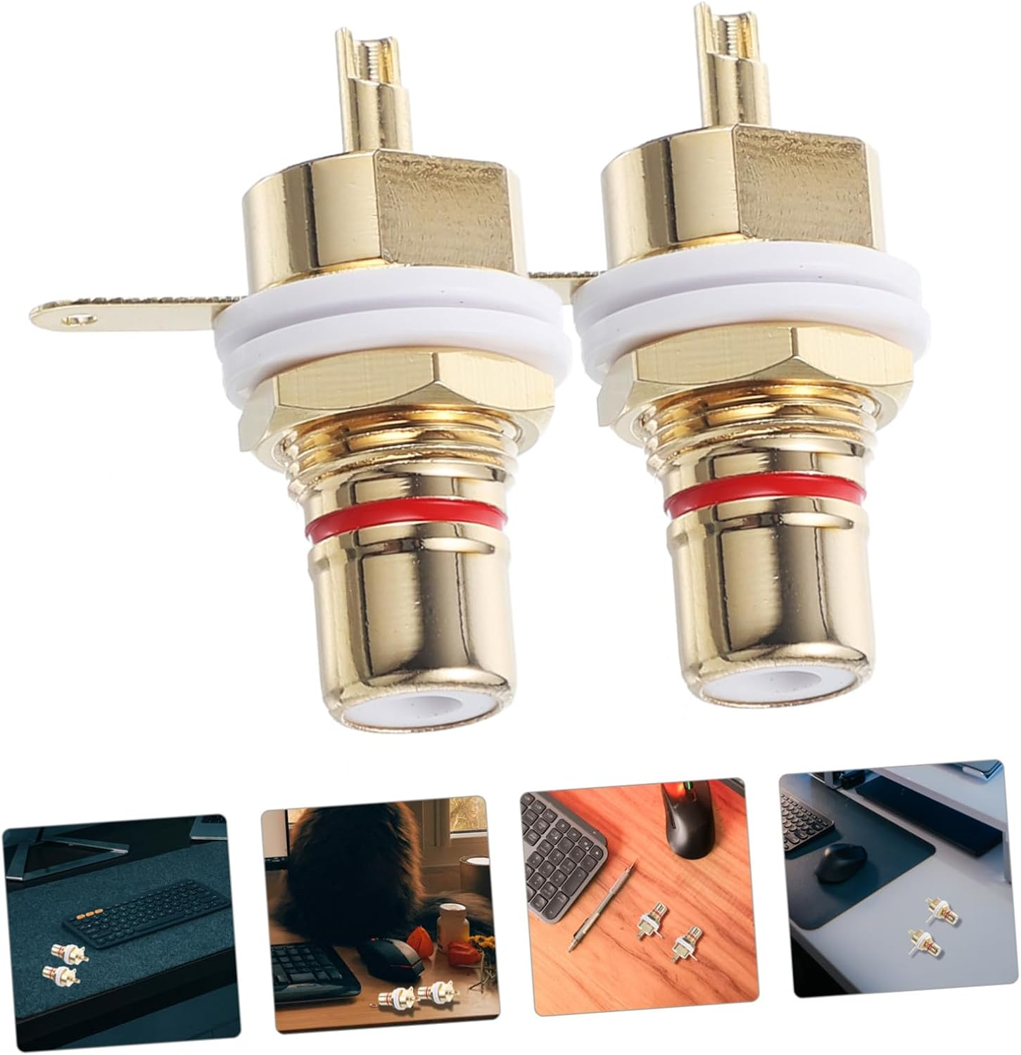 Bestonzon 2Pcs Pure Copper Female Socket Adapters Stepped Design Chassis Panel Mount Connectors for Stable Hi-Fi Audio Transmission and Secure Home Theater Installation