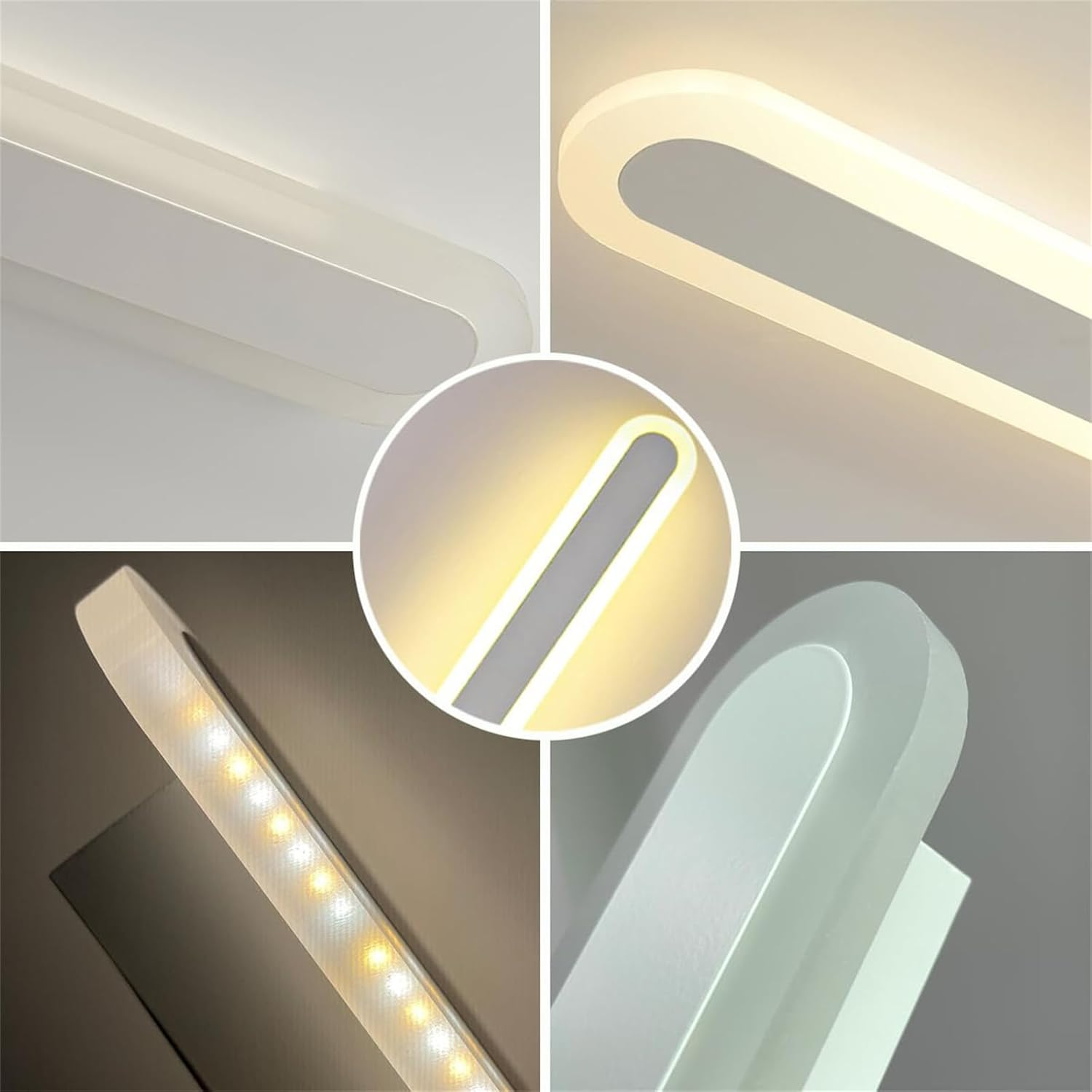 LED Wall Lamp Indoor with Hand Sweep Motion Sensor Wall Sconces Dimmable Tricolor 2700K-6500K Wall Light USB Rechargeable Battery Powered Wall Lighting Modern Iron Acrylic for Bedroom (White,40Cm) image number 4