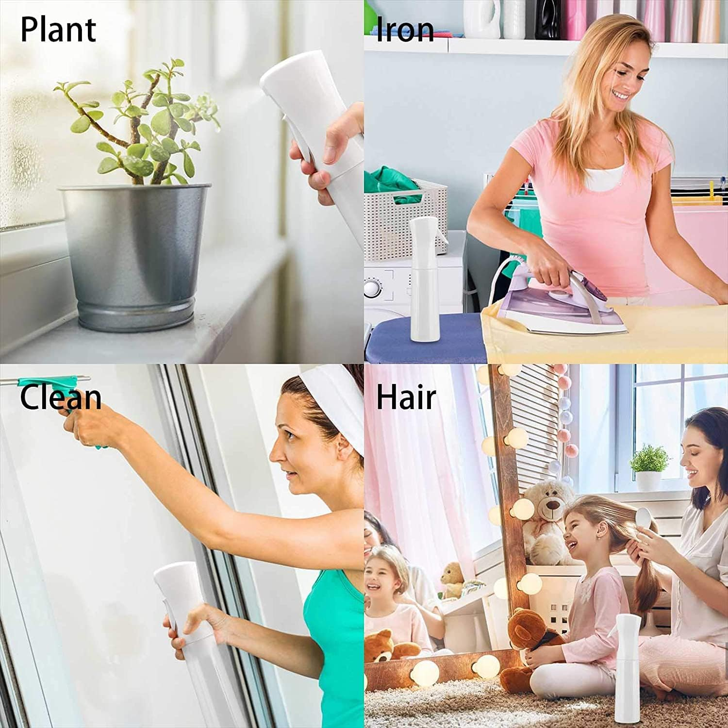 2 Pcs Hair Spray Bottle Fine Mist Sprayer Empty Spray Bottles 300Ml Fine Continuous Spray Water Bottle for Hair Styling, Plants, Cleaning, Misting and Skin Care - White image number 3