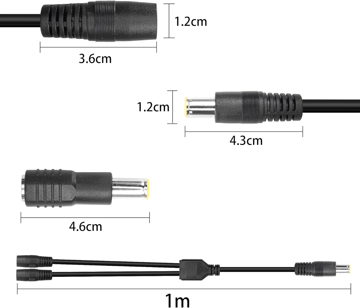 RIIEYOCA DC 8Mm Y Branch Parallel Adapter Cable, 3.2FT 14AWG Dc8Mm 1 Male to 2 Female Solar Panel Power Cable,With DC7909 Male Female Converter,For Portable Power Station Solar Panel(1M/3Ft) image number 2