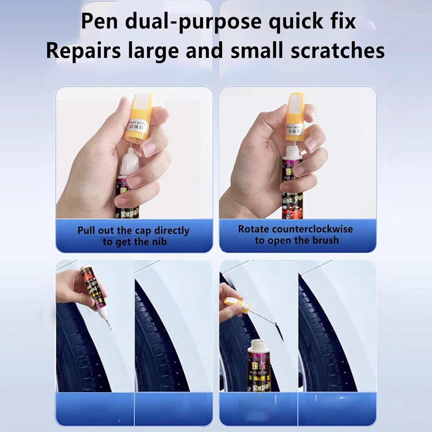 Car Paint, Brush for Scratch Chip Repair, Car Scratch Remover Lacquer Repair Body Paint, Fill Paint for All Vehicle Truck Automotive Repair Marker - Bright Silver image number 5