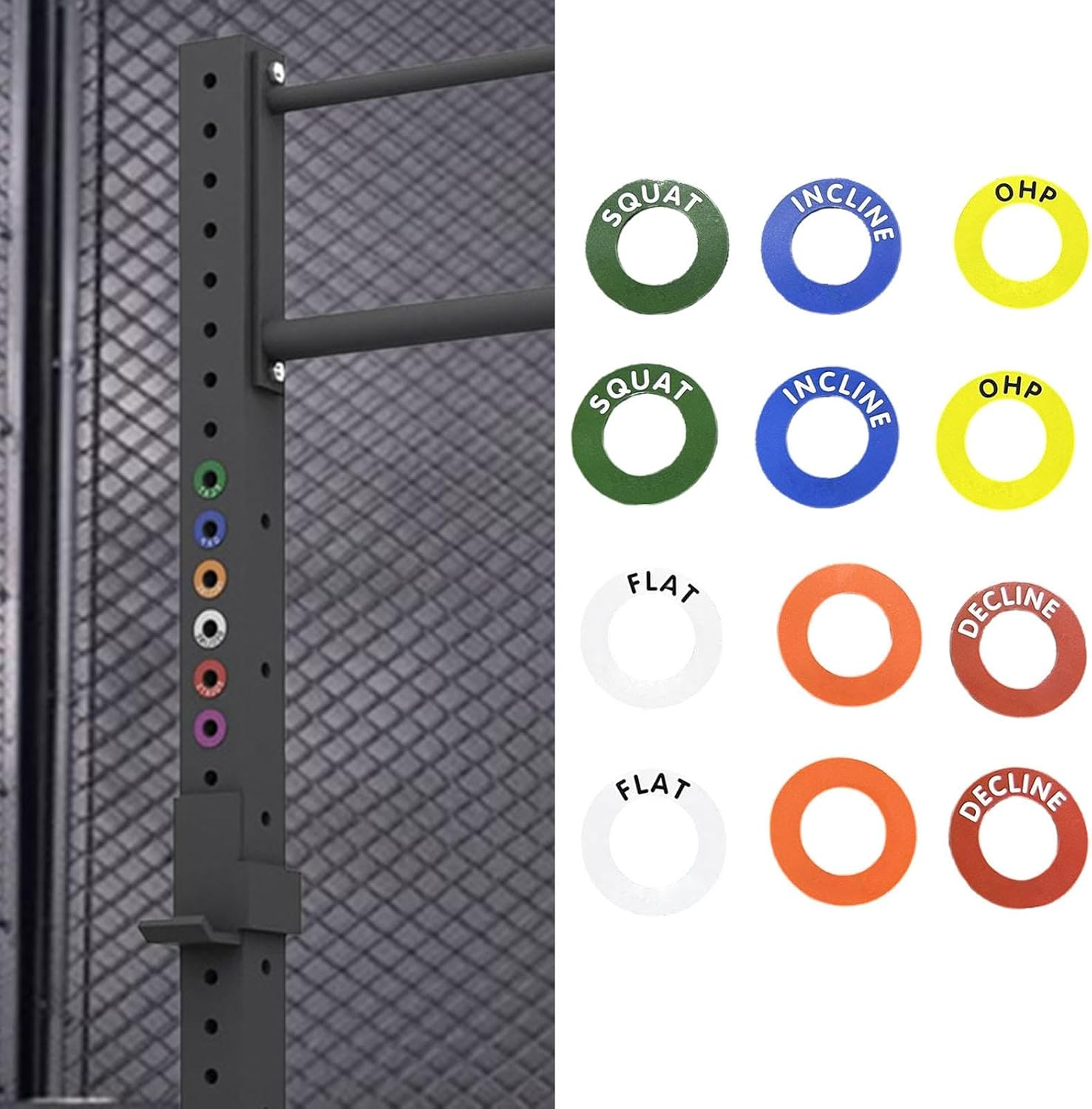 Frediuo 12 Pieces Barbell Markers Power Squat Rack Markers Squat Rack Position Markers for Bench Press image number 3