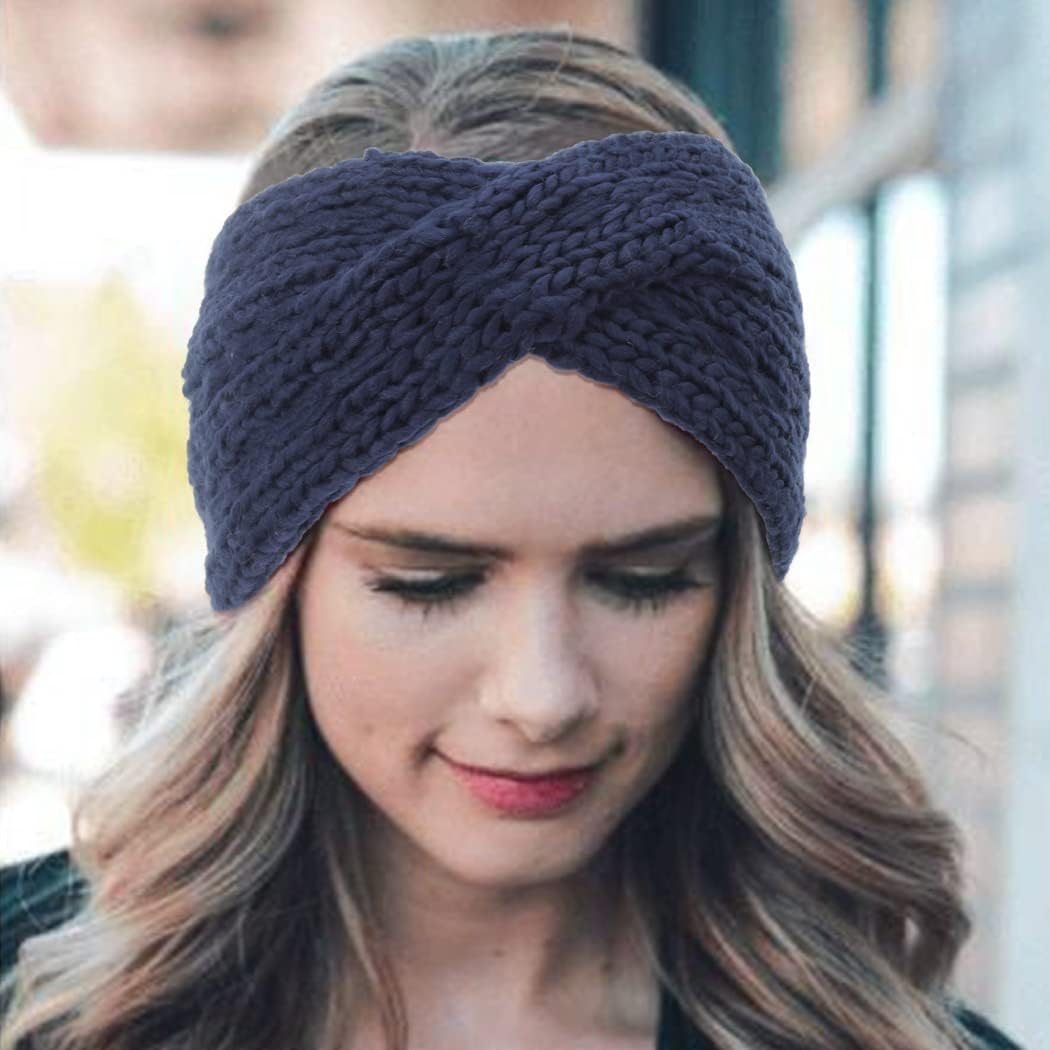 Fashband Winter Knit Headbands Twist Ear Warmer Hair Band Crochet Braided Turban Hair Accessories for Women and Girls(Pack of 2) image number 5