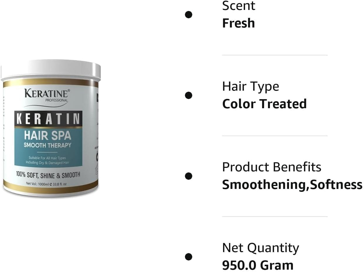KERATINE PROFESSIONAL PREMIUM KERATIN HAIR SPA SMOOTH THERAPY | 100% Soft, Shine & Hair Repair | Infused with Brazilian Nut and Keratin | Treatment Protein Spa - Conditioning for Dry Damaged image number 1