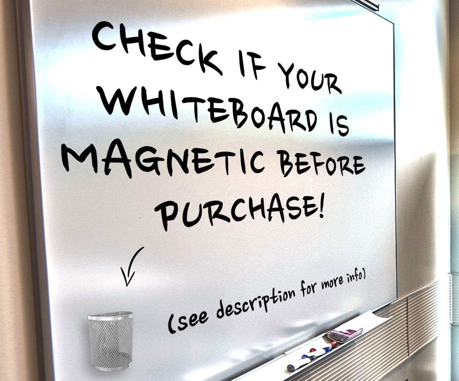 Magnetic Pen/Pencil Mesh Metal Basket/Holder/Container/Storage/Organizer for Kitchen/Refrigerator/Fridge/Whiteboard/Dry Erase/File Cabinet/Locker (Set of 2) 7.3X5X9.5Cm Black image number 5