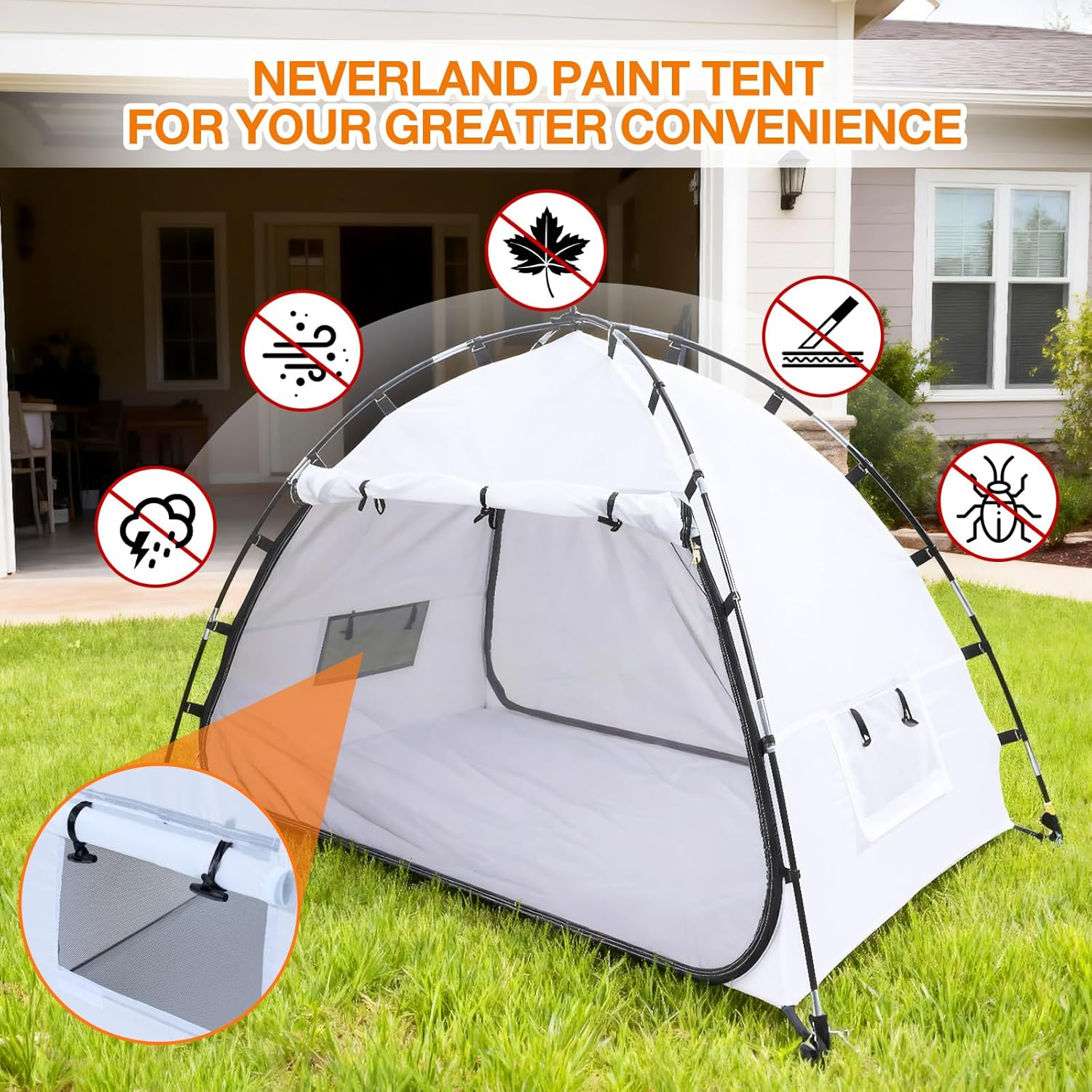NEVERLAND Protable Paint Booth Tent - 10X6X6.2 Ft Large Spray Paint Tent with Front and Rear Doors, Two Air Vent and Windproof Hooks Paint Booth for DIY Hobby Tool Spray Paint Shelter(White) image number 1