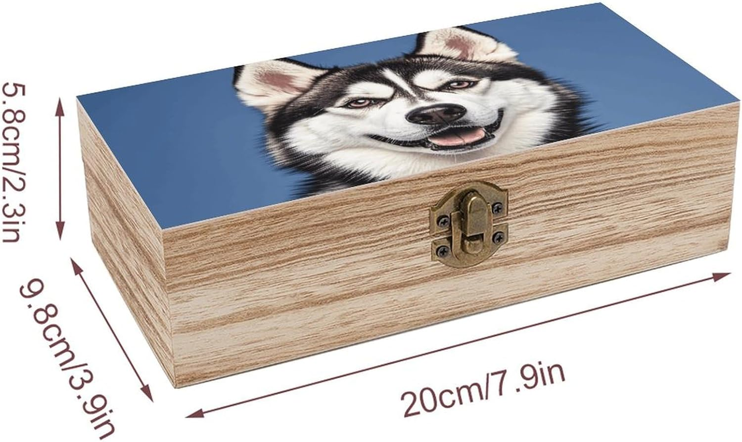 Husky Dog Wooden Box Wood Wedding Keepsake Boxes with Lids Small Decorative Boxes Lightweight Wooden Memory Storage Box for Crafts Keepsakes Jewelry Photo Letter Storage