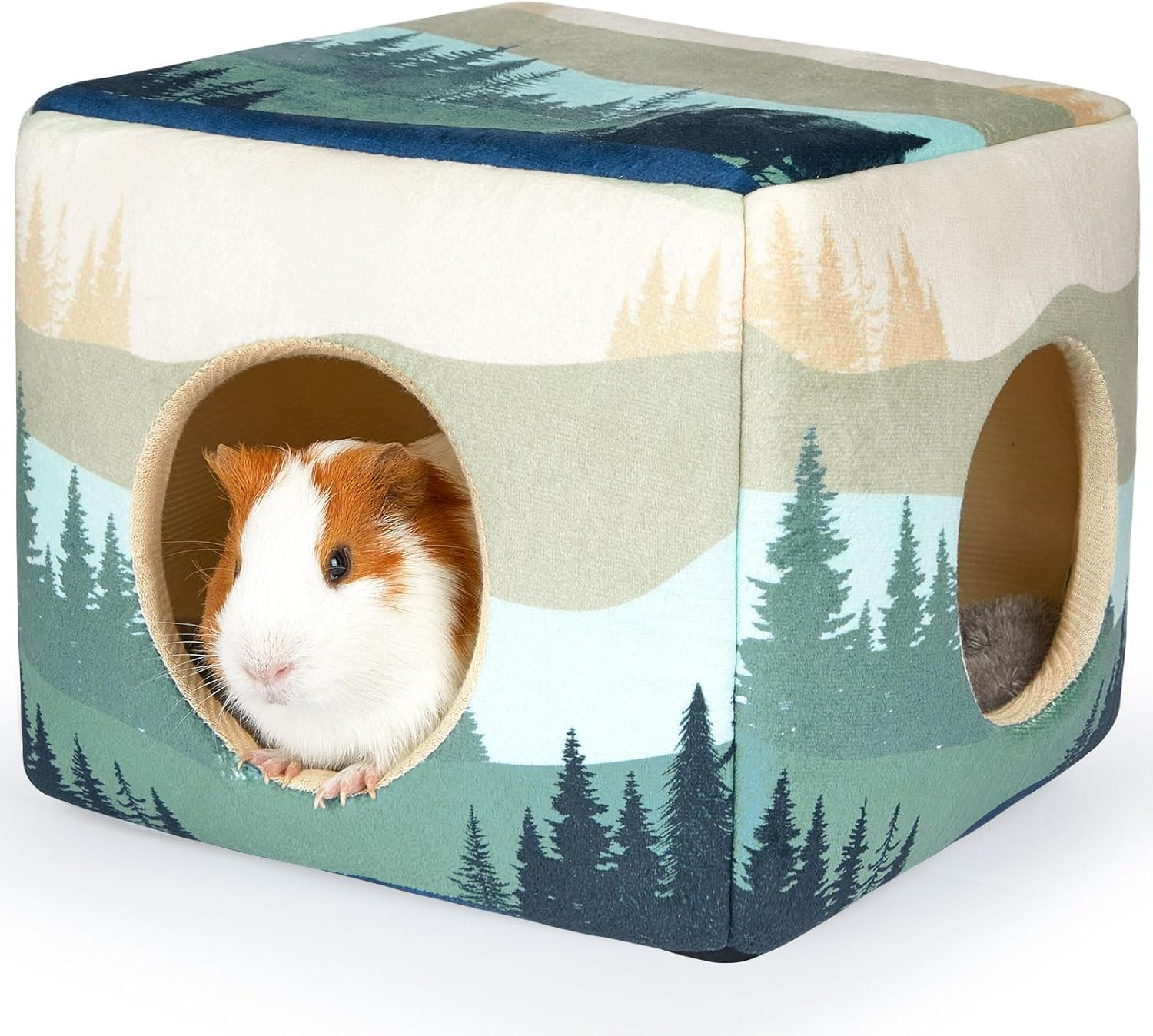 Hedgeink Guinea Pig Hideout Rabbit Bed Cubic Guinea Pig House Accessories Machine Washable Rabbit House Hideaway Hamster Bed for Bunny Chinchilla Ferret Small Pets