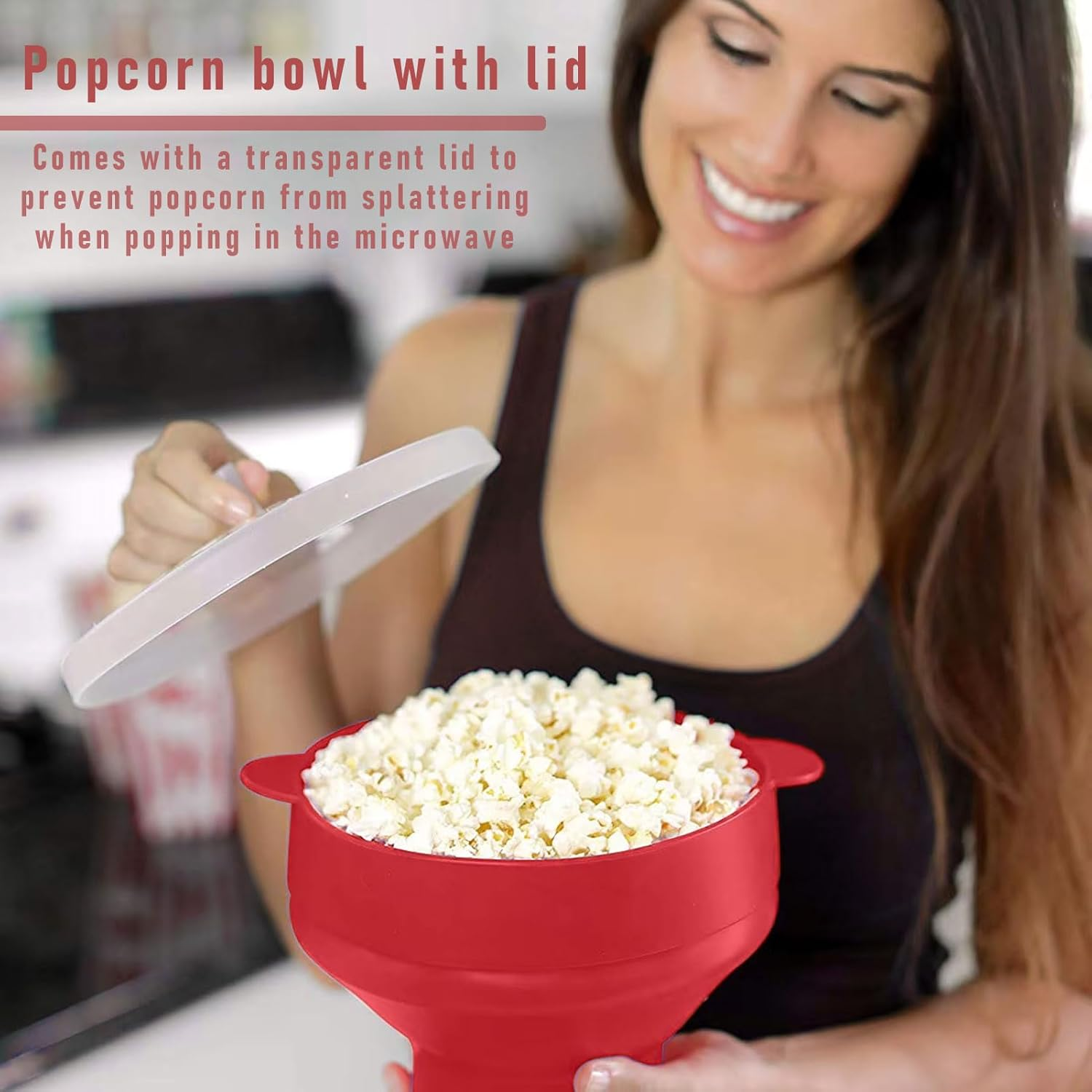 Popcorn Maker, Popcorn Microwave, Popcorn Pot with Lid, Campfire Popcorn Maker, Silicone Popcorn Container, Popcorn Maker Microwave, Microwave Popcorn for Party, Dorm, Home, Kitchen image number 5