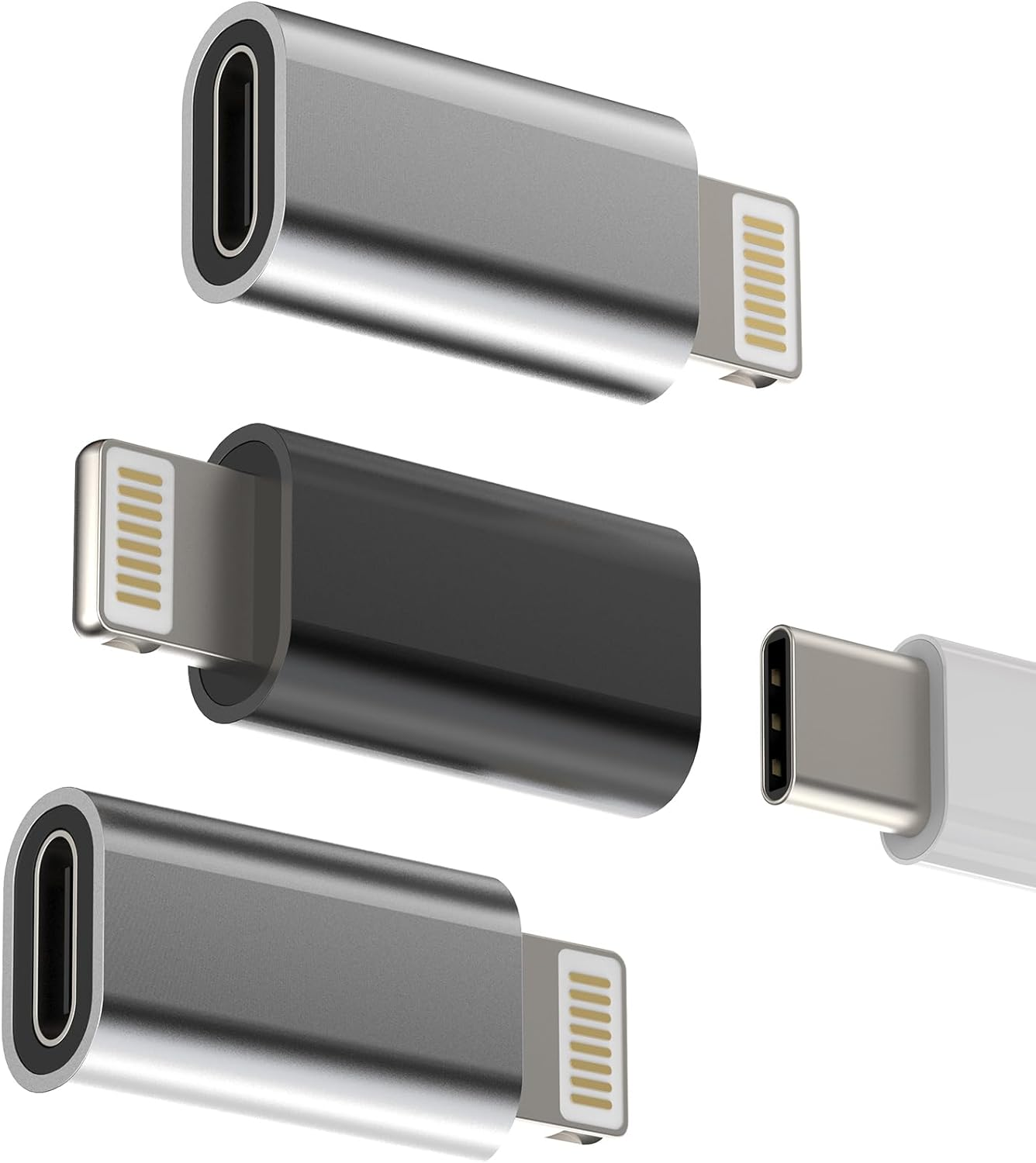 USB C Female to Lightning Male Charging Adapter(3 Pack)For Iphone14 13 12 Pro Max for Apple MFI Certified for Ipad Lighting Connector Type C Power Cable Charger Adaptor Converter Android Data Transfer