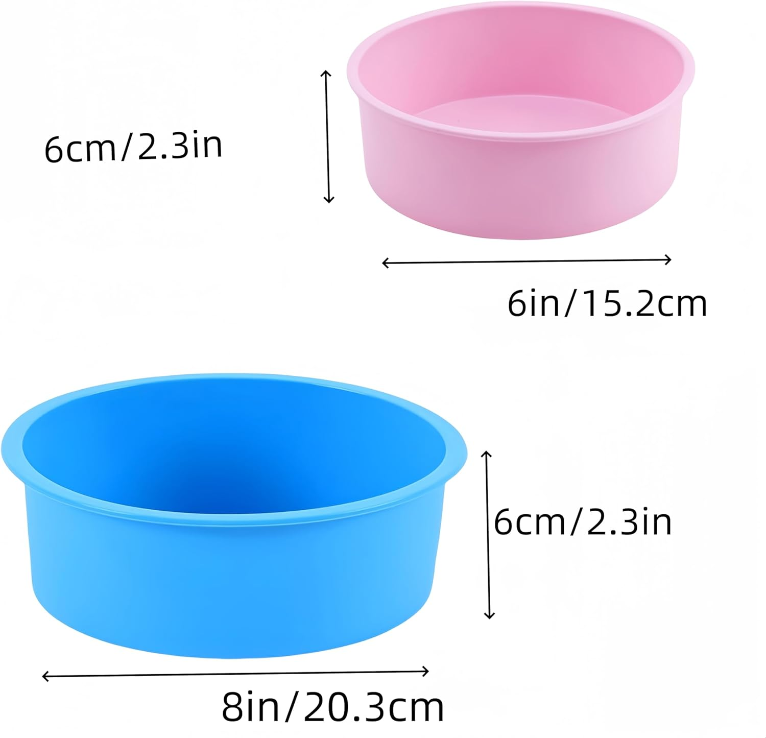 4 Pcs Silicone Cake Tins for Baking, round Cake Moulds, Extra Thick Nonstick Leakproof Deep Cheesecake Pans, Layer Baking Pans Cake Tins Set for Birthday Wedding Tier Cake (6+8 Inch) image number 1