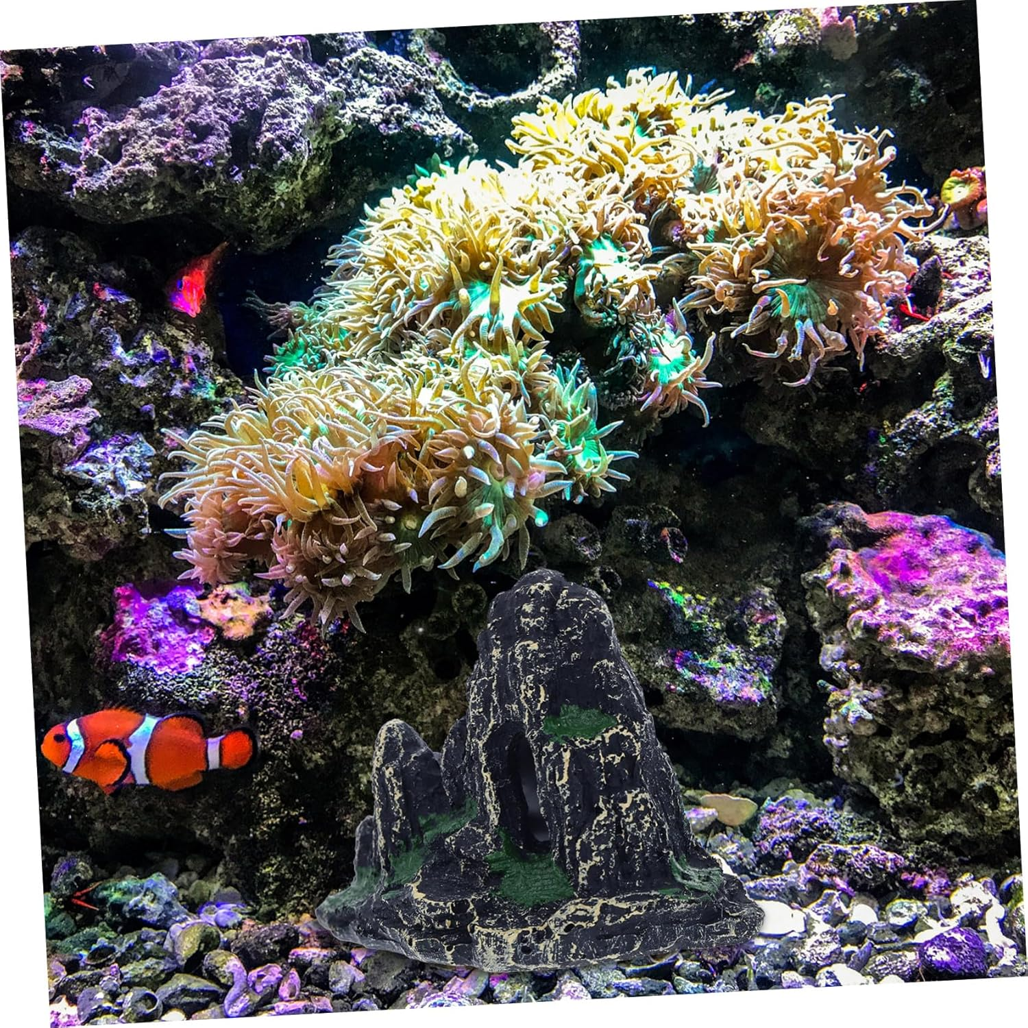 FONDOTIN Artificial Rockery Ornament Resin Simulation Hill Aquarium Landscaping Decoration Fish Tank Supply for Aquatic Pets and Home Aquariums image number 3